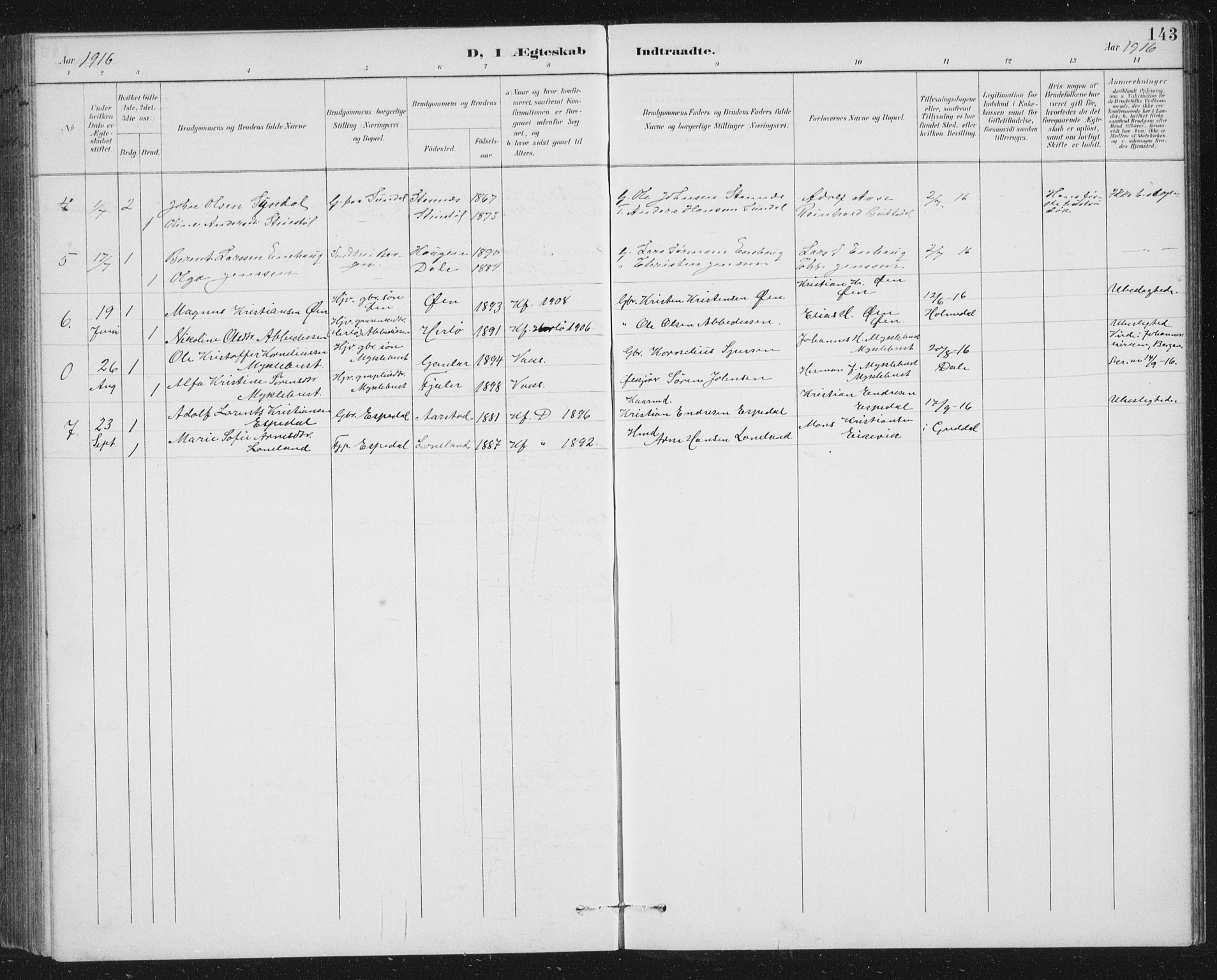 Fjaler sokneprestembete, AV/SAB-A-79801/H/Hab/Habc/L0003: Parish register (copy) no. C 3, 1894-1917, p. 143