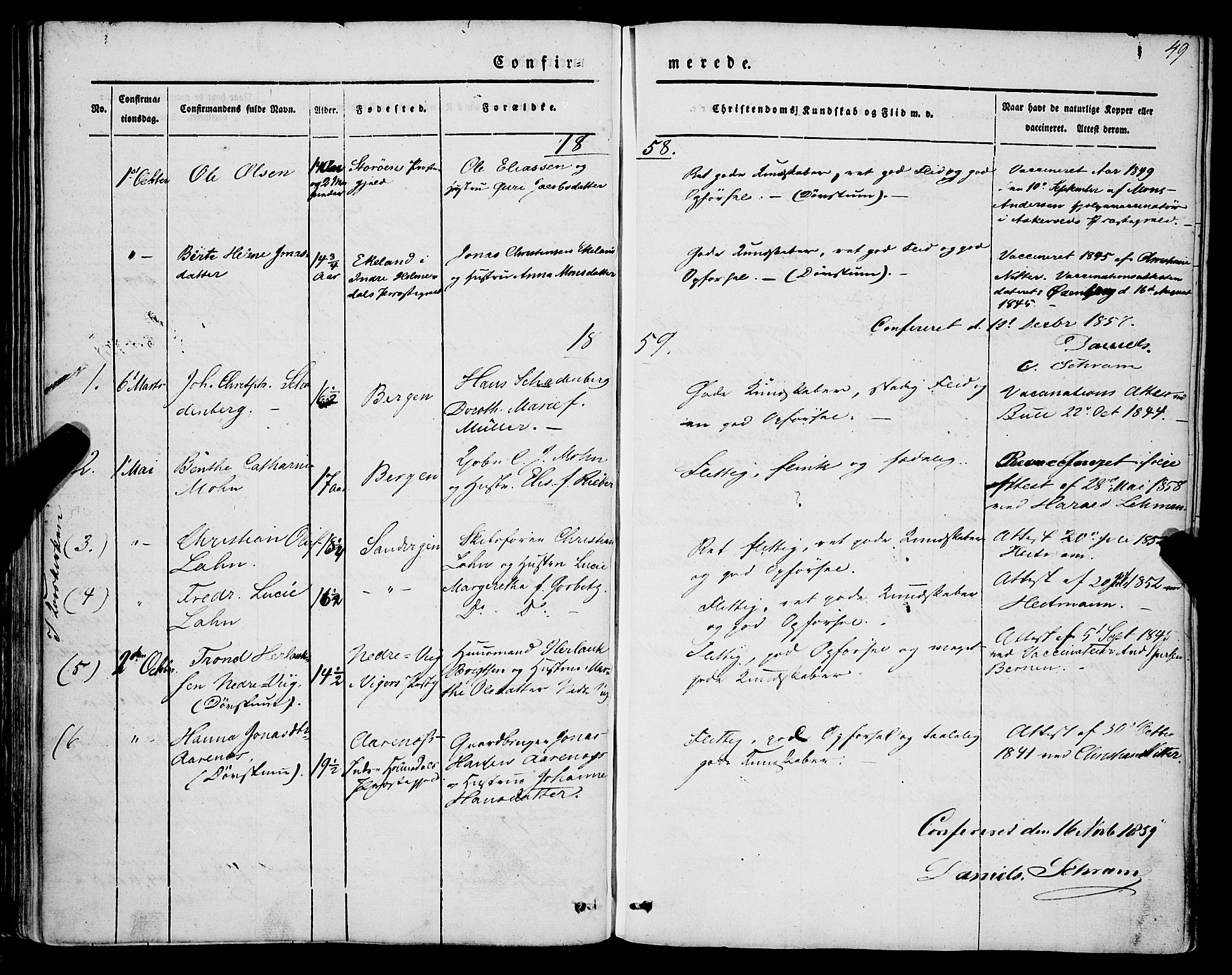 Mariakirken Sokneprestembete, SAB/A-76901/H/Haa/L0006: Parish register (official) no. A 6, 1846-1877, p. 49