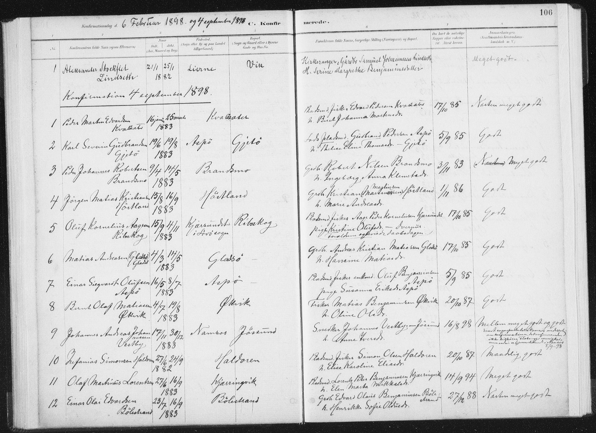 Ministerialprotokoller, klokkerbøker og fødselsregistre - Nord-Trøndelag, SAT/A-1458/771/L0597: Parish register (official) no. 771A04, 1885-1910, p. 106