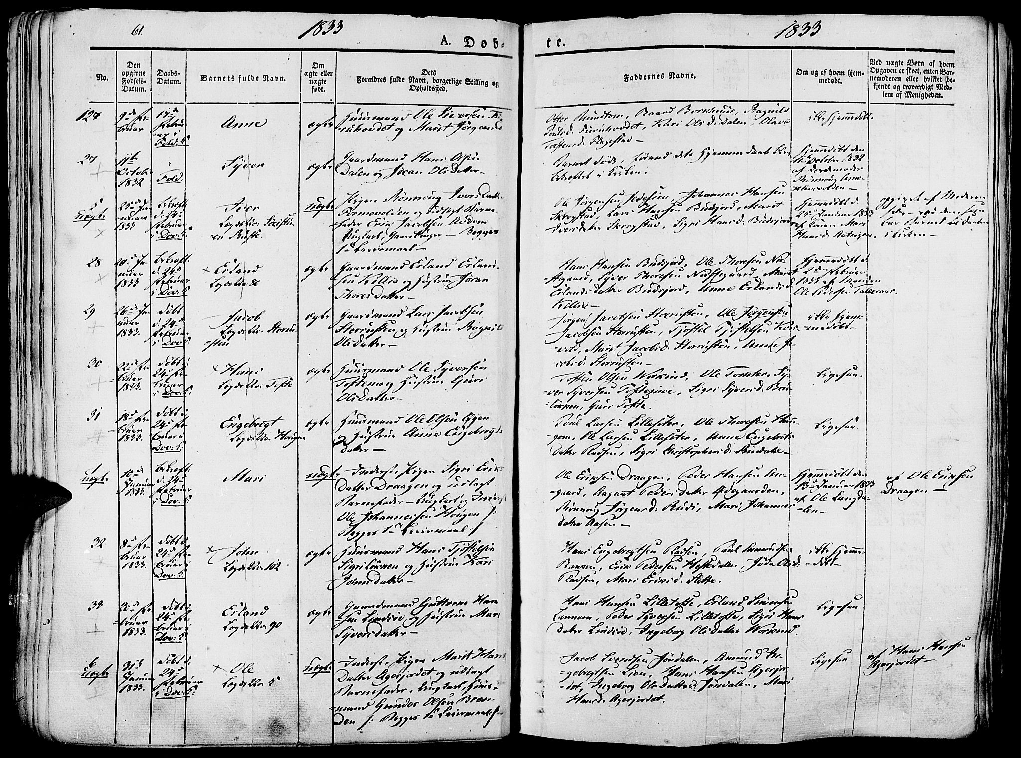 Lesja prestekontor, AV/SAH-PREST-068/H/Ha/Haa/L0005: Parish register (official) no. 5, 1830-1842, p. 61