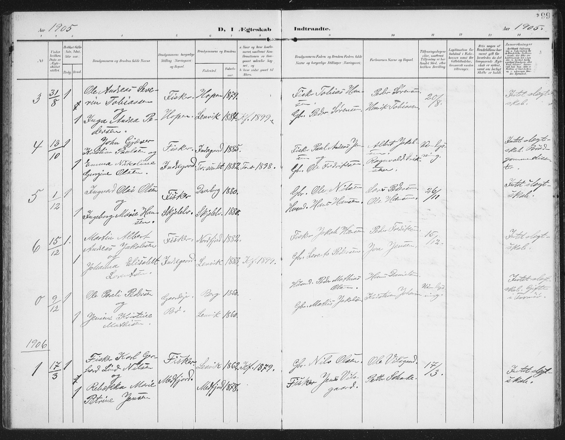 Berg sokneprestkontor, SATØ/S-1318/G/Ga/Gaa/L0007kirke: Parish register (official) no. 7, 1906-1915, p. 99
