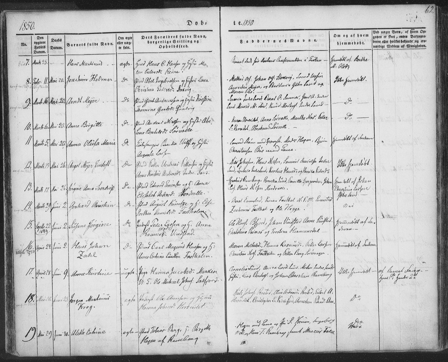 Ministerialprotokoller, klokkerbøker og fødselsregistre - Nordland, AV/SAT-A-1459/885/L1202: Parish register (official) no. 885A03, 1838-1859, p. 62