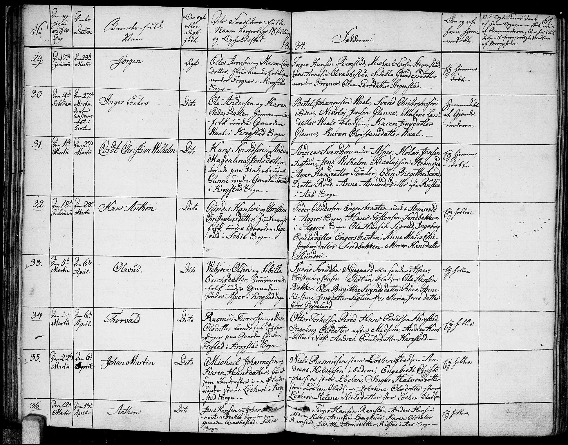 Kråkstad prestekontor Kirkebøker, SAO/A-10125a/F/Fa/L0004: Parish register (official) no. I 4, 1825-1837, p. 64