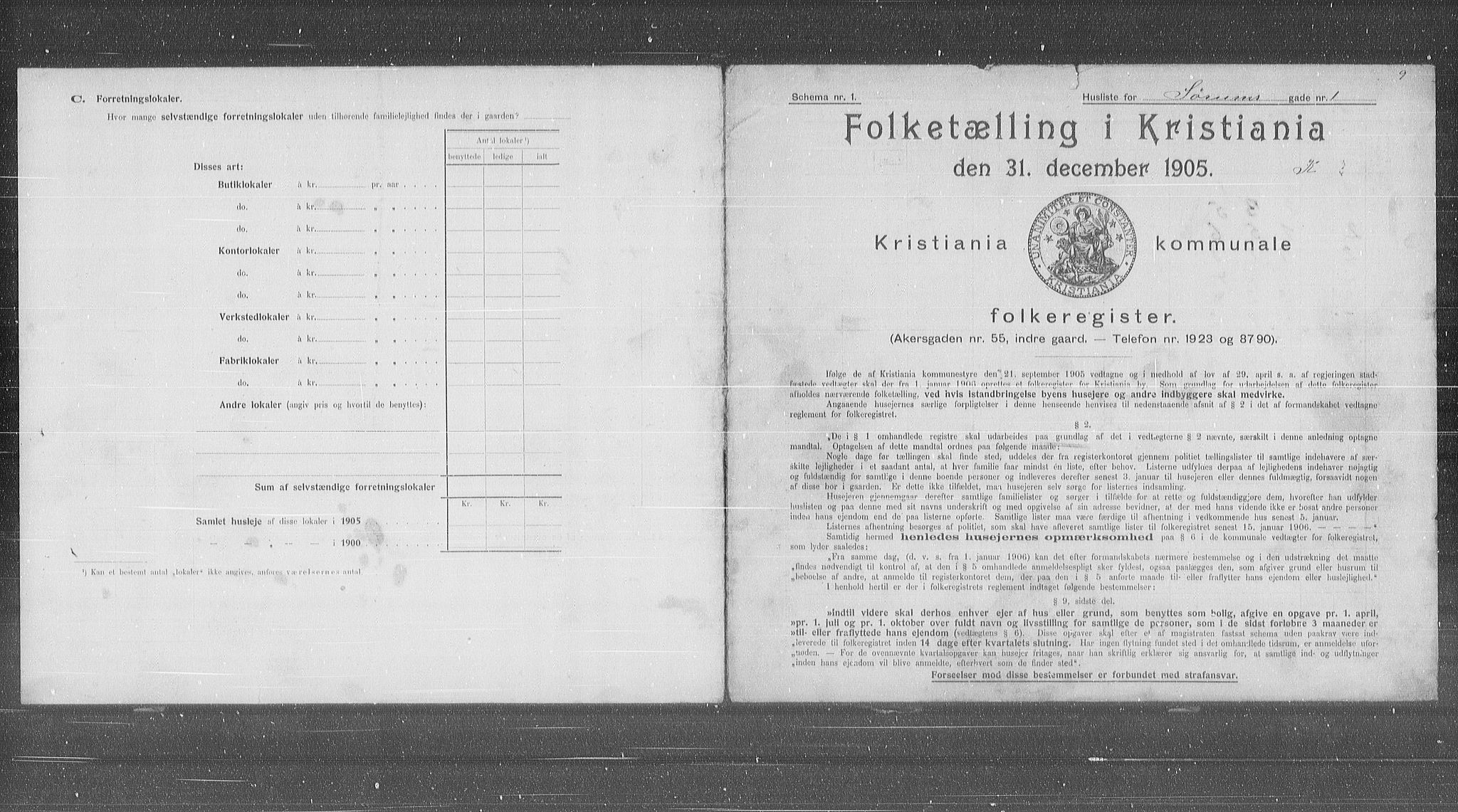 OBA, Municipal Census 1905 for Kristiania, 1905, p. 55970