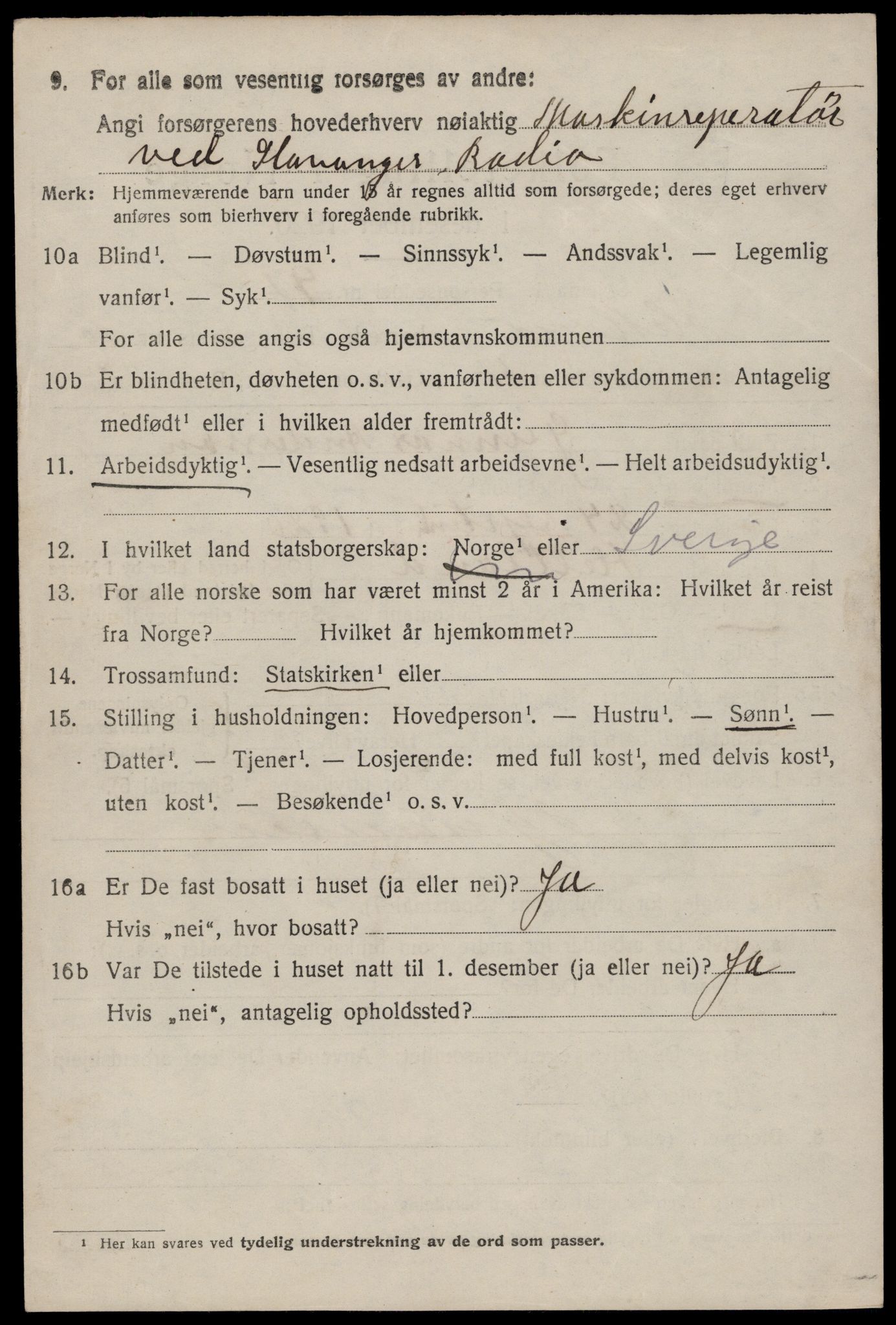 SAST, 1920 census for Hetland, 1920, p. 19928