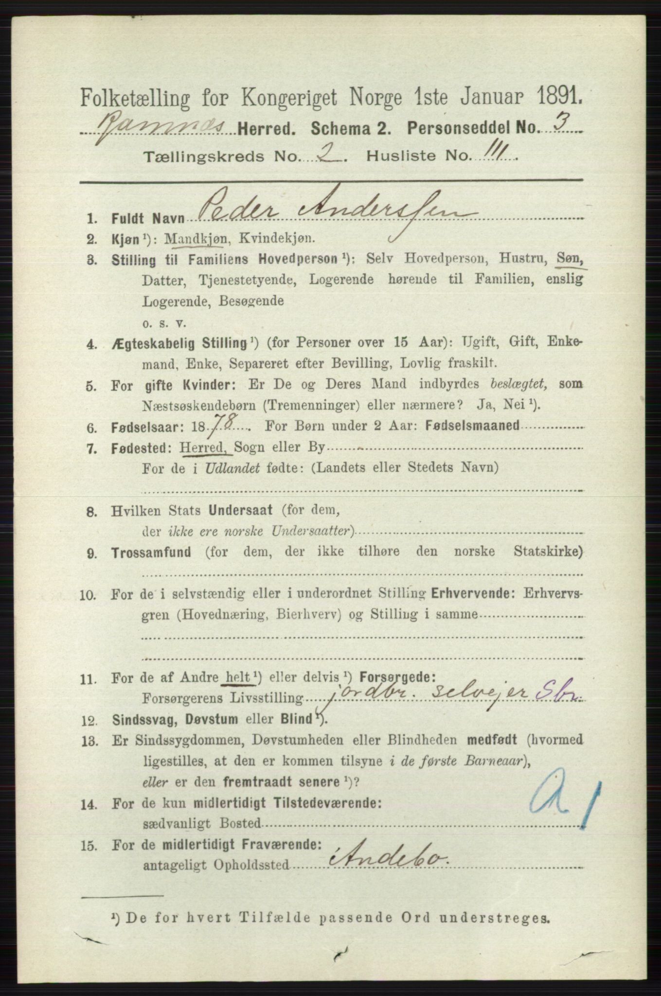 RA, 1891 census for 0718 Ramnes, 1891, p. 1193