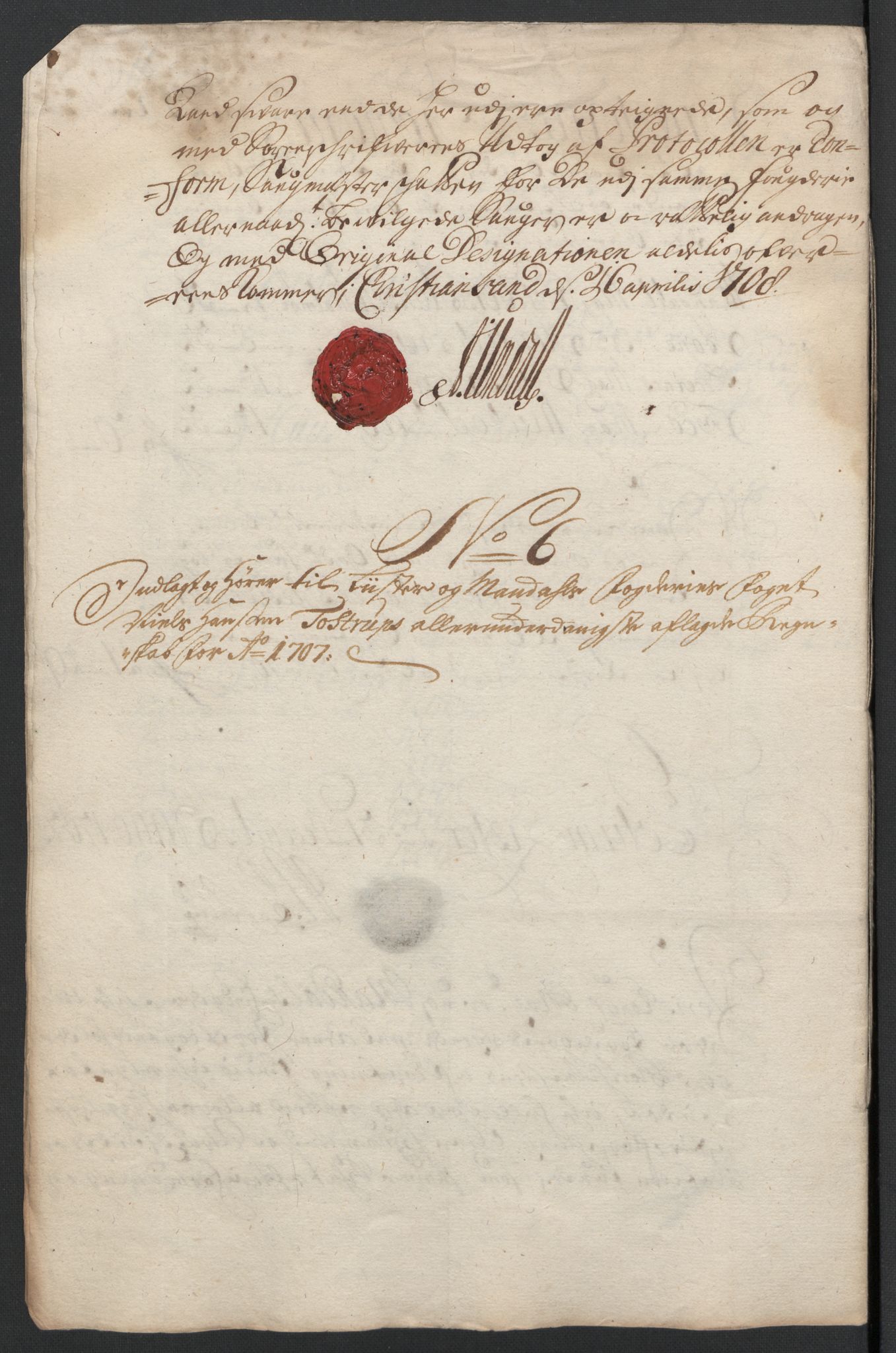 Rentekammeret inntil 1814, Reviderte regnskaper, Fogderegnskap, RA/EA-4092/R43/L2551: Fogderegnskap Lista og Mandal, 1705-1709, p. 455