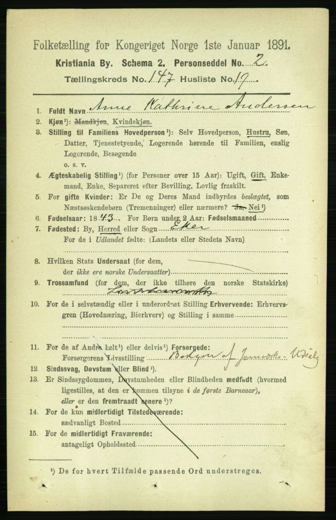 RA, 1891 census for 0301 Kristiania, 1891, p. 82163