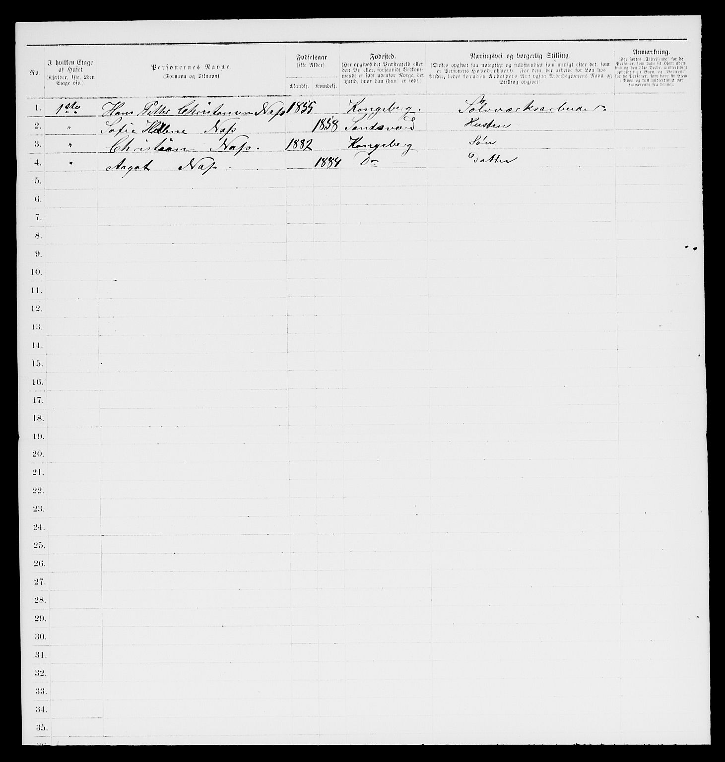 SAKO, 1885 census for 0604 Kongsberg, 1885, p. 1056