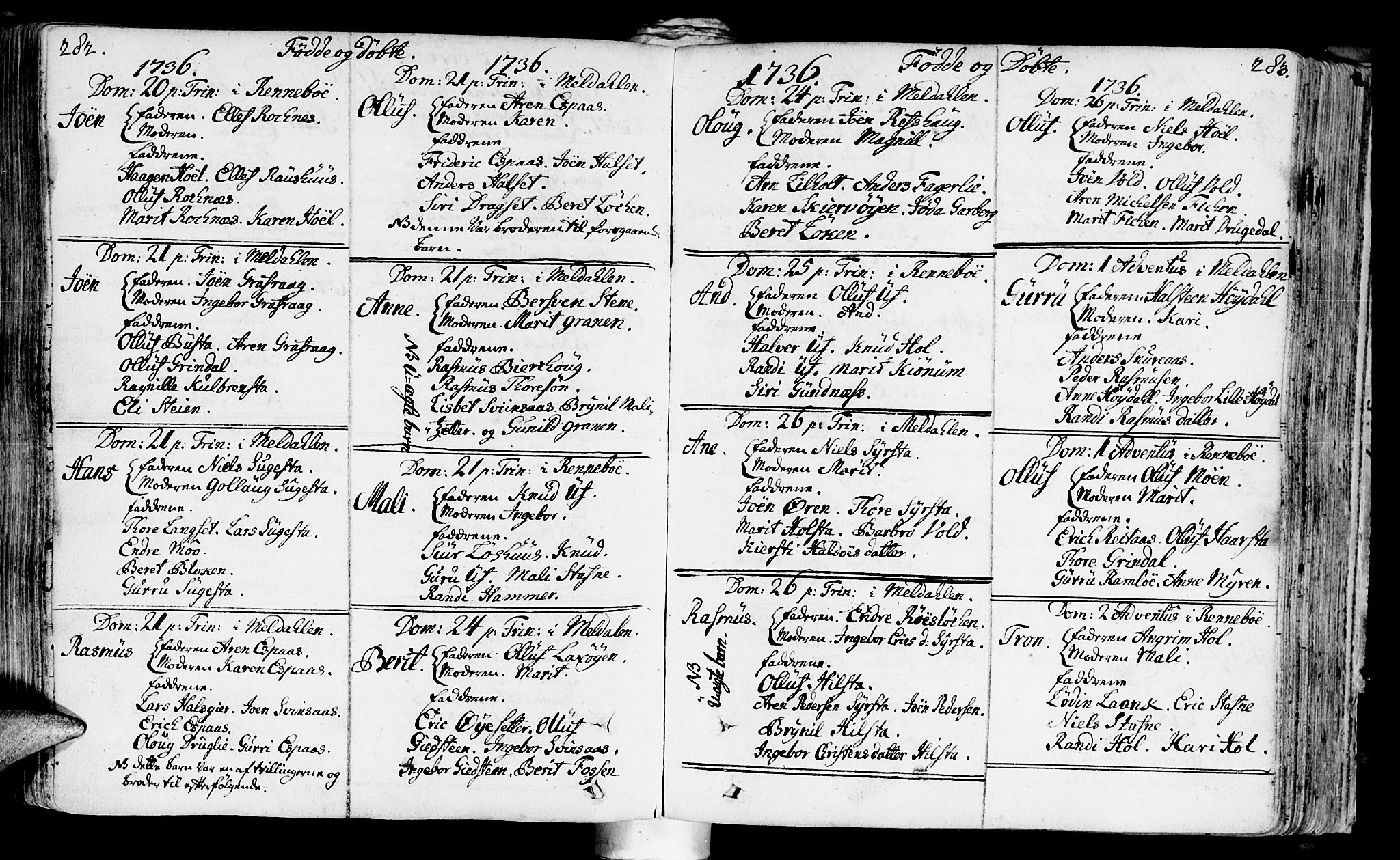 Ministerialprotokoller, klokkerbøker og fødselsregistre - Sør-Trøndelag, SAT/A-1456/672/L0850: Parish register (official) no. 672A03, 1725-1751, p. 282-283