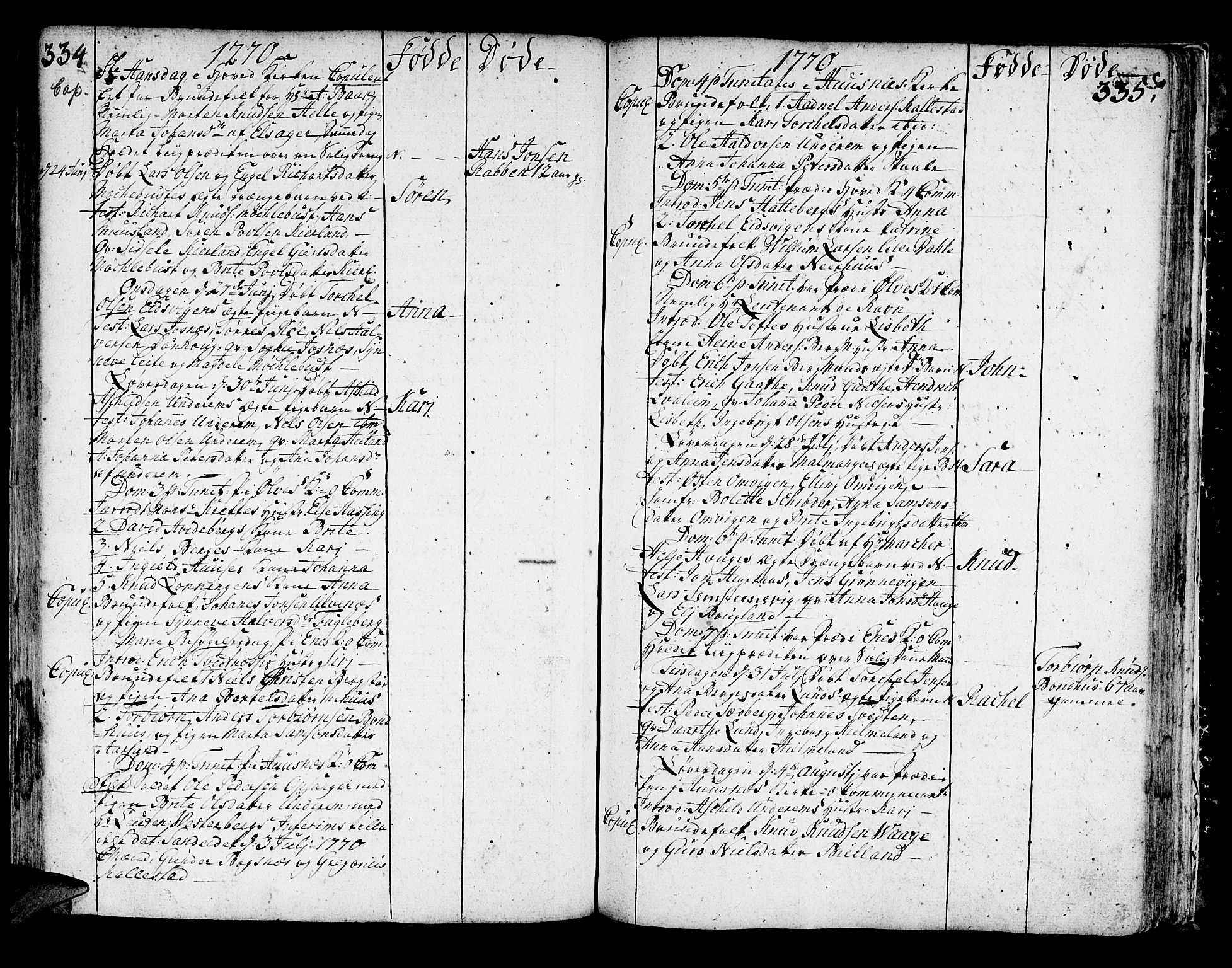 Kvinnherad sokneprestembete, SAB/A-76401/H/Haa: Parish register (official) no. A 3, 1754-1777, p. 334-335