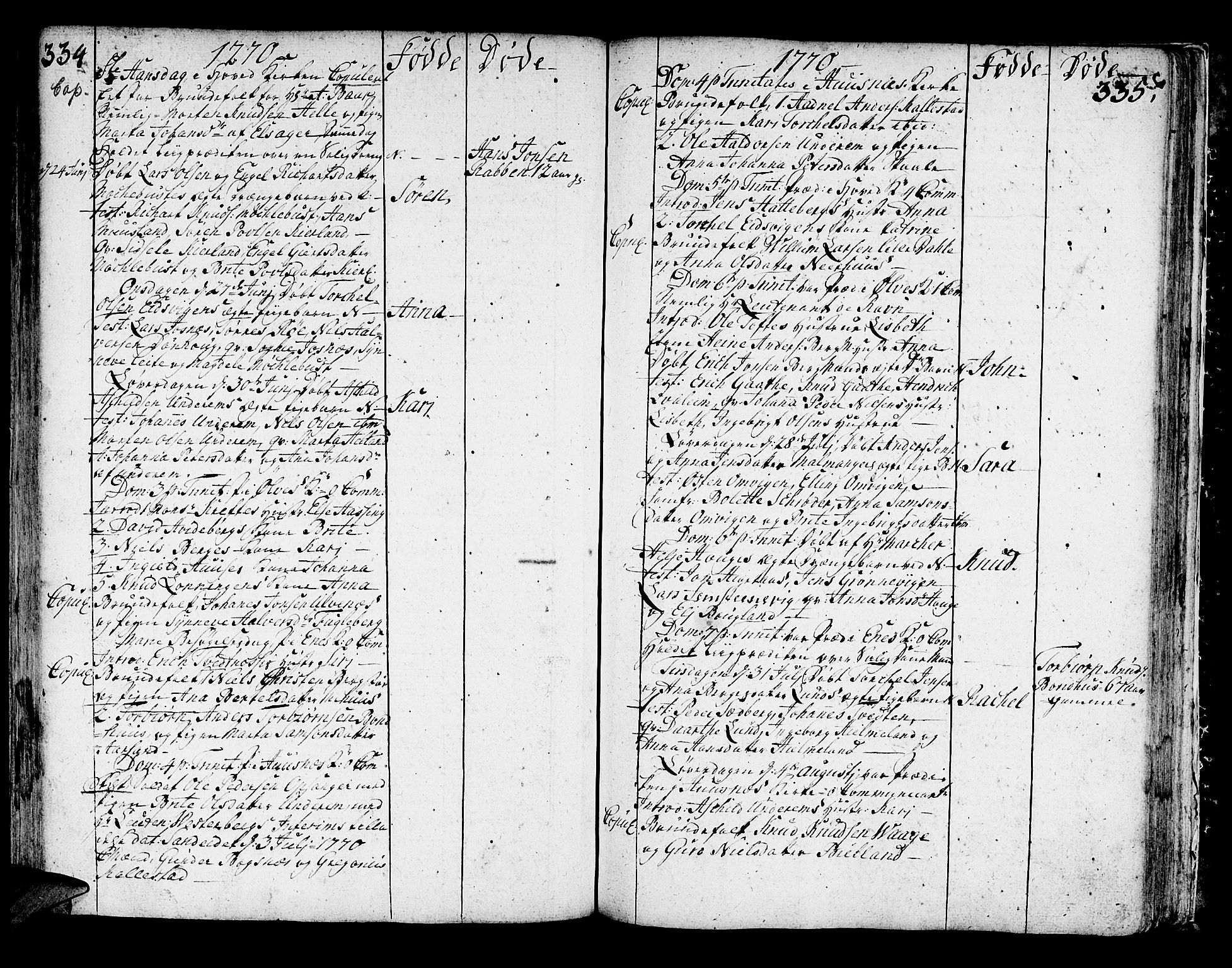 Kvinnherad sokneprestembete, AV/SAB-A-76401/H/Haa: Parish register (official) no. A 3, 1754-1777, p. 334-335