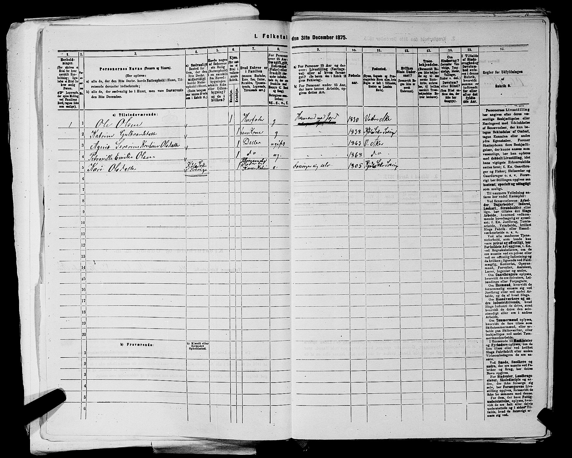 RA, 1875 census for 0218aP Vestre Aker, 1875, p. 1726