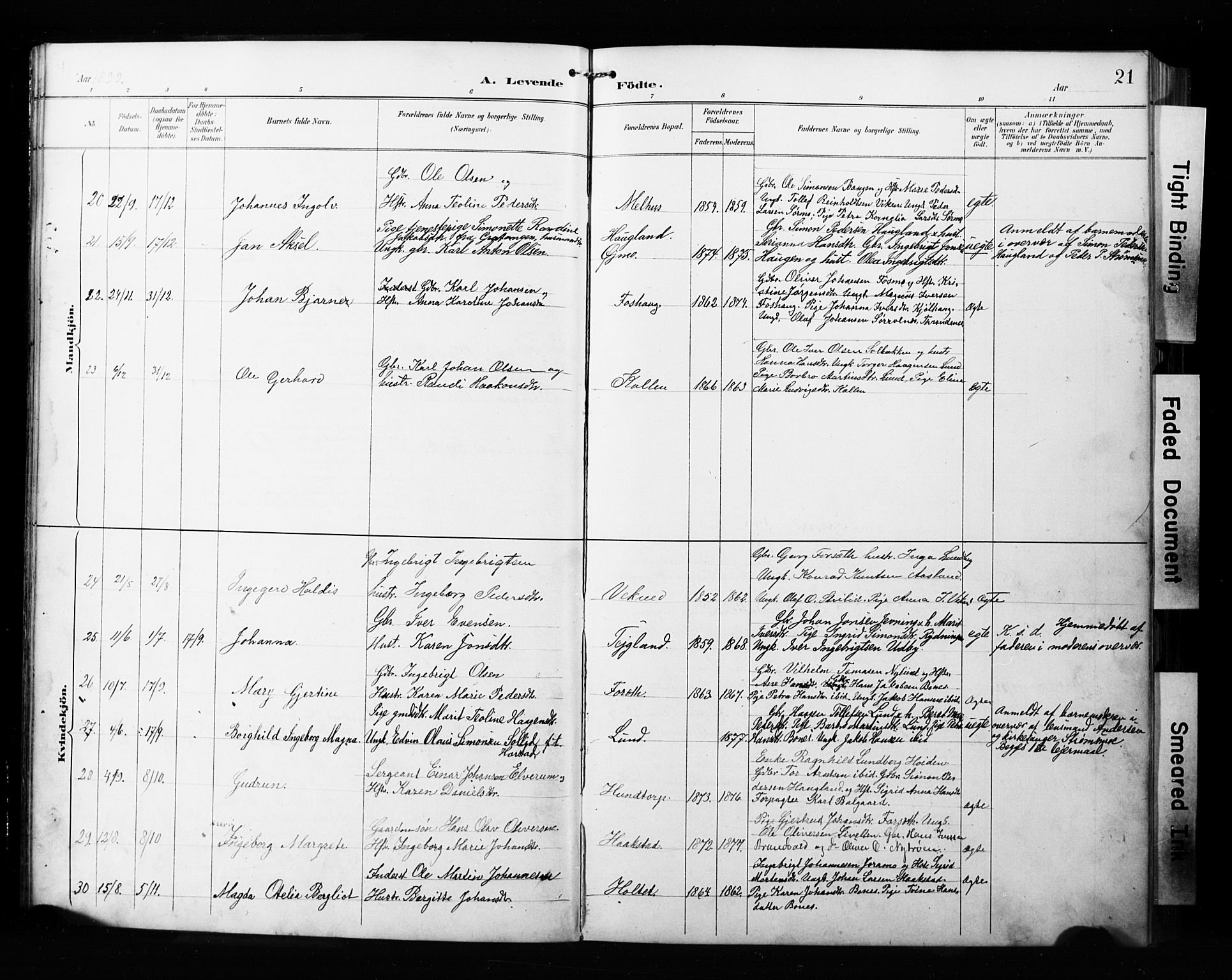 Målselv sokneprestembete, AV/SATØ-S-1311/G/Ga/Gab/L0008klokker: Parish register (copy) no. 8, 1895-1913, p. 21