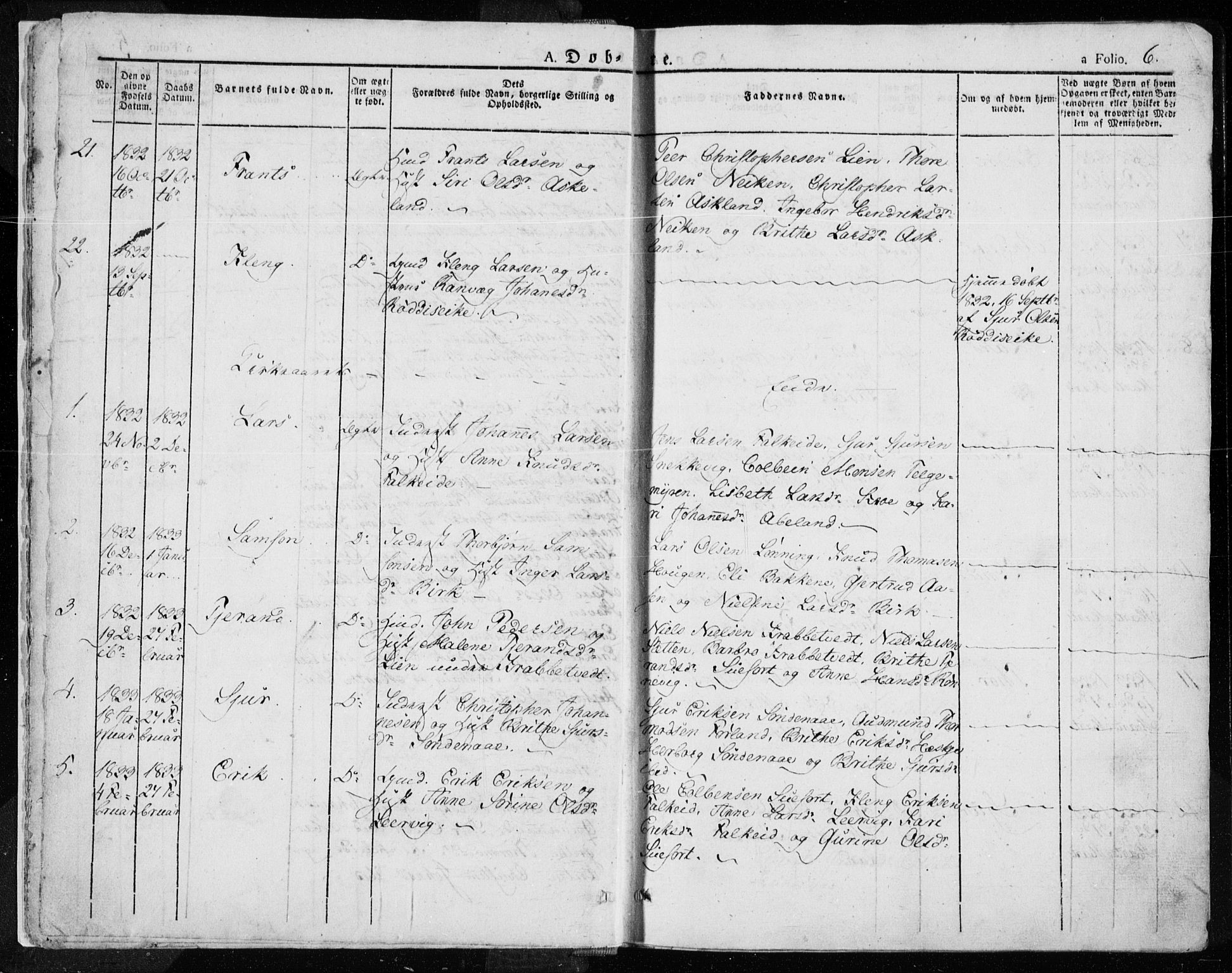 Tysvær sokneprestkontor, SAST/A -101864/H/Ha/Haa/L0001: Parish register (official) no. A 1.1, 1831-1856, p. 6