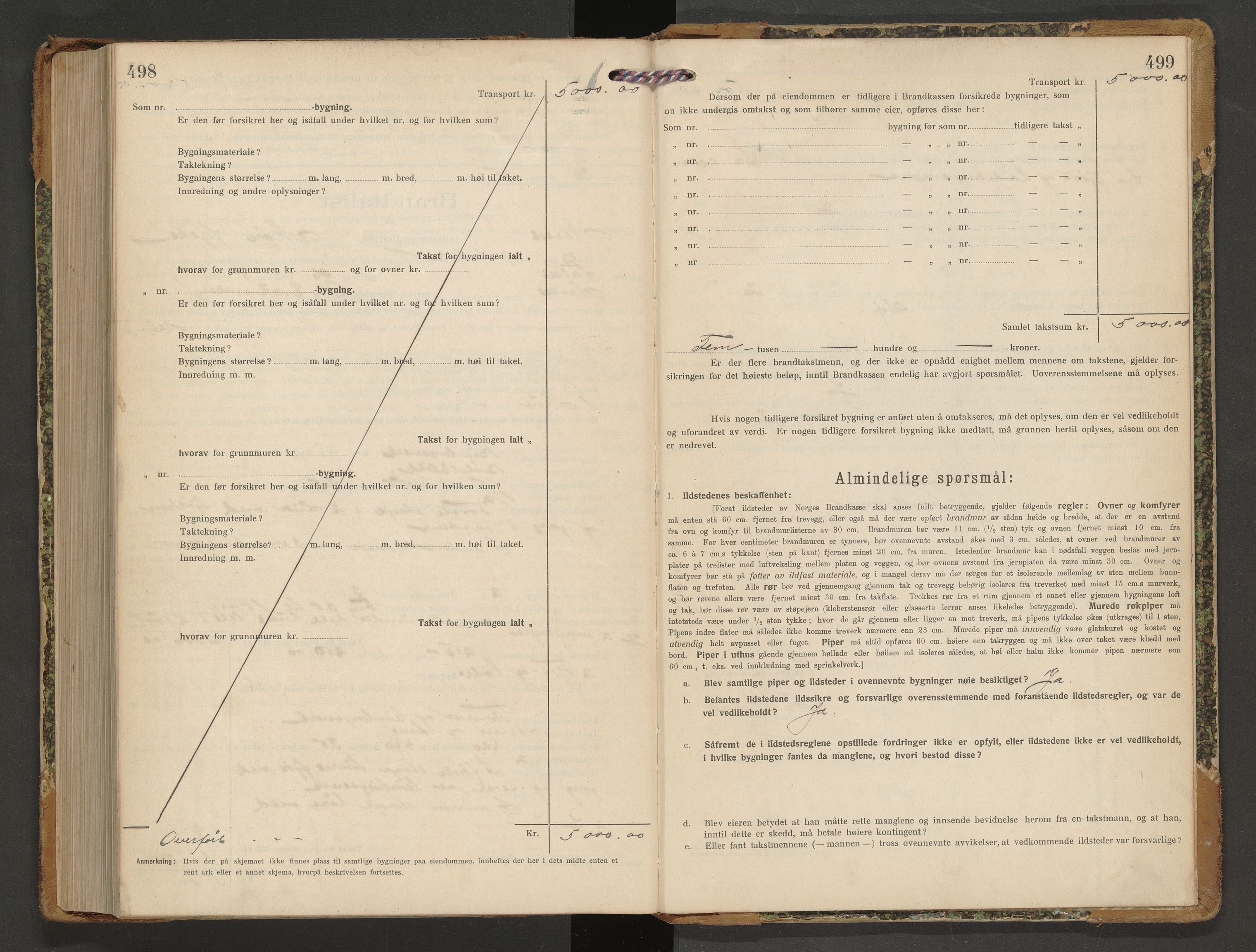 Norges Brannkasse Nesset, SAT/A-5501/F/Fb/L0003: Branntakstprotokoll, 1919-1932, p. 498-499