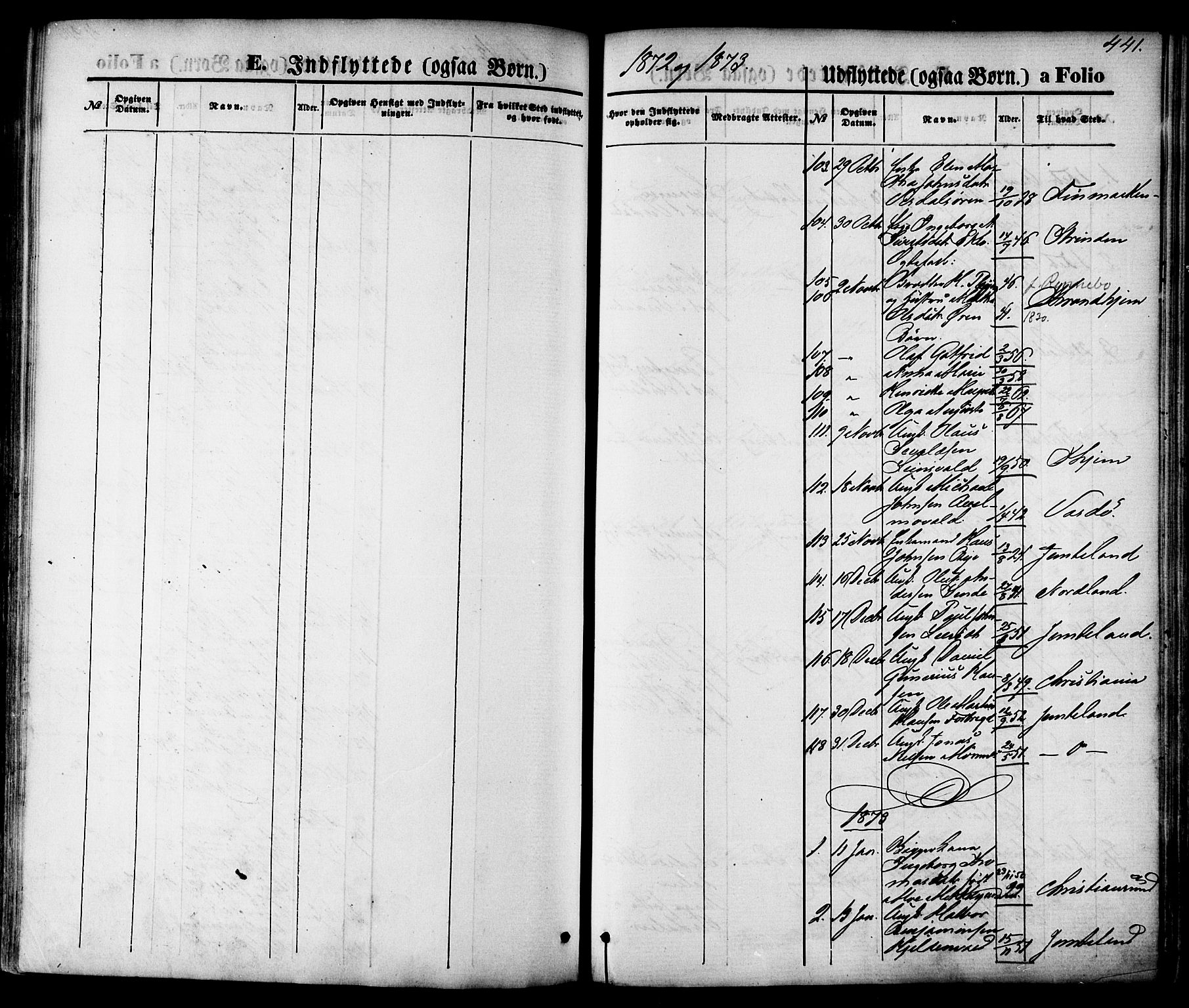 Ministerialprotokoller, klokkerbøker og fødselsregistre - Nord-Trøndelag, SAT/A-1458/723/L0242: Parish register (official) no. 723A11, 1870-1880, p. 441