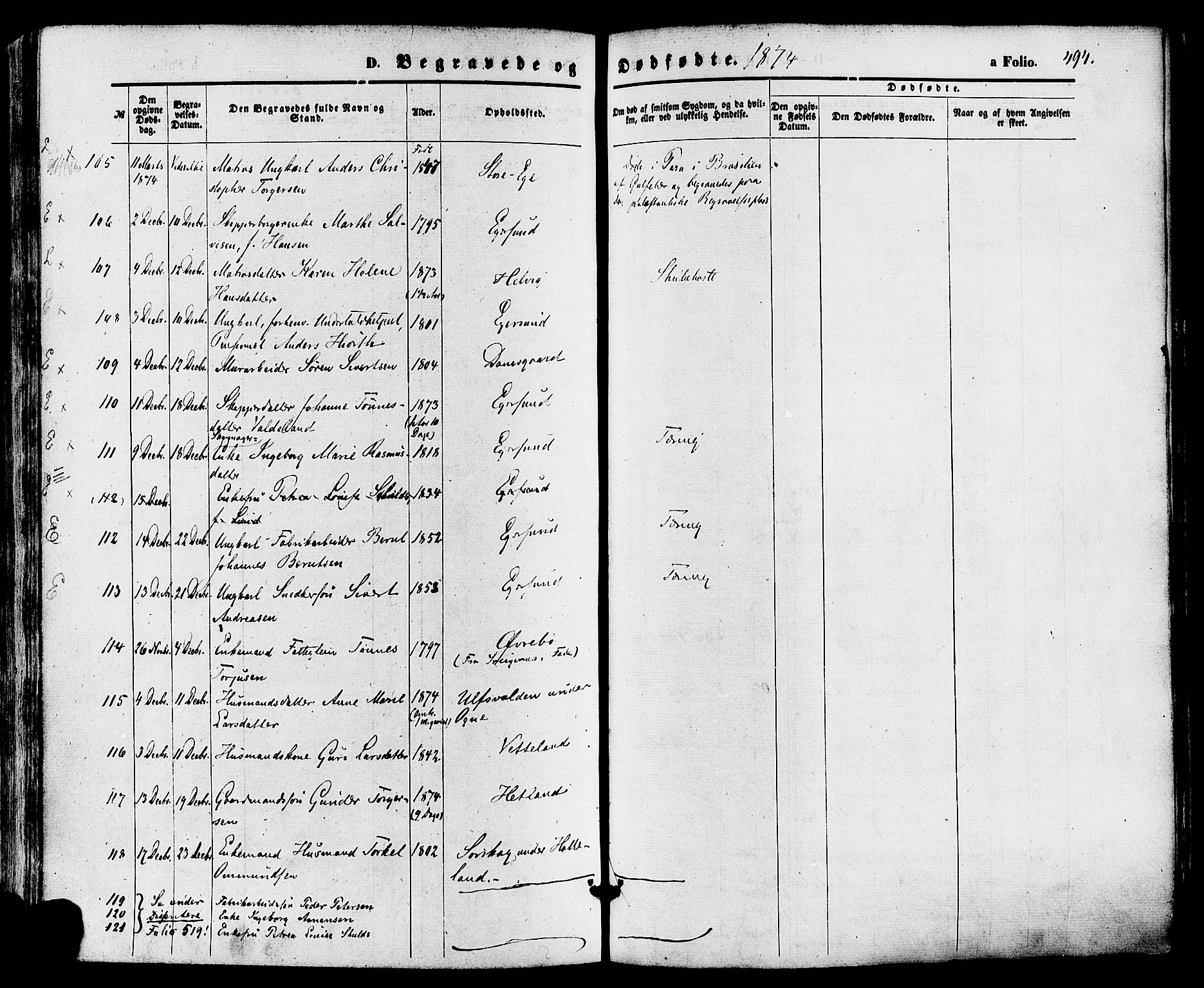 Eigersund sokneprestkontor, AV/SAST-A-101807/S08/L0014: Parish register (official) no. A 13, 1866-1878, p. 494