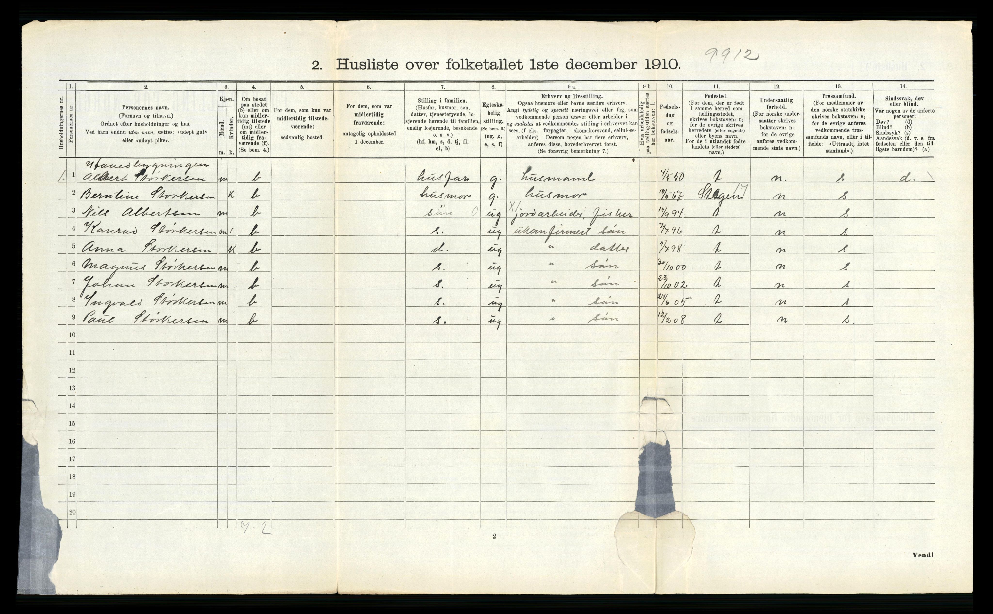 RA, 1910 census for Vågan, 1910, p. 1420