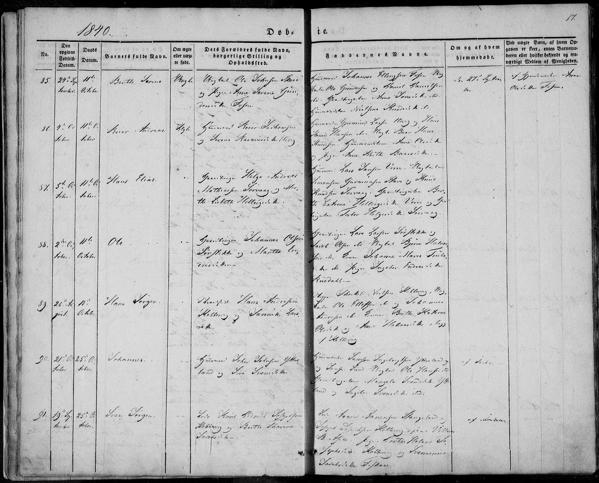 Avaldsnes sokneprestkontor, AV/SAST-A -101851/H/Ha/Haa/L0006: Parish register (official) no. A 6, 1839-1847, p. 17