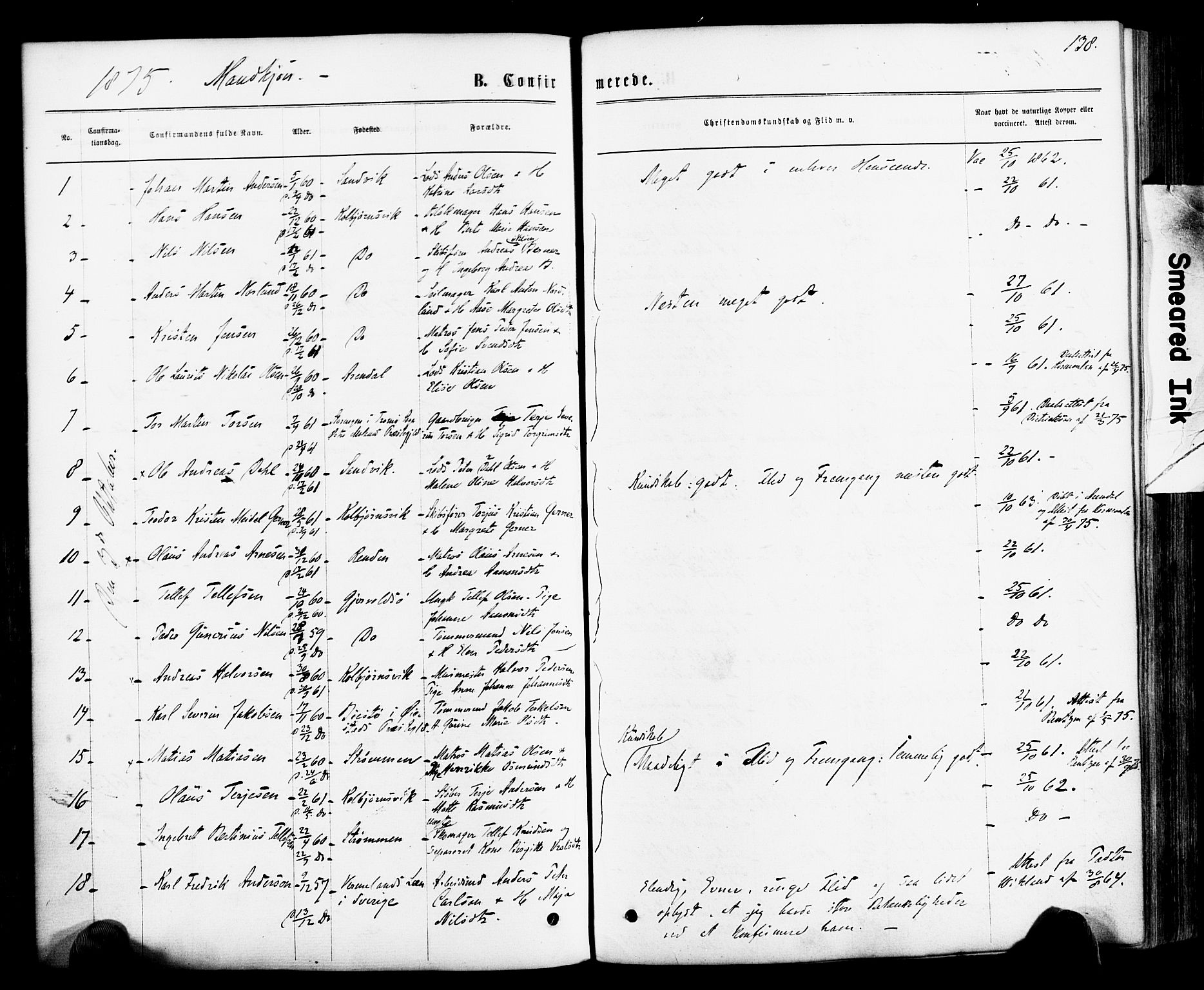 Hisøy sokneprestkontor, SAK/1111-0020/F/Fa/L0002: Parish register (official) no. A 2, 1872-1880, p. 138