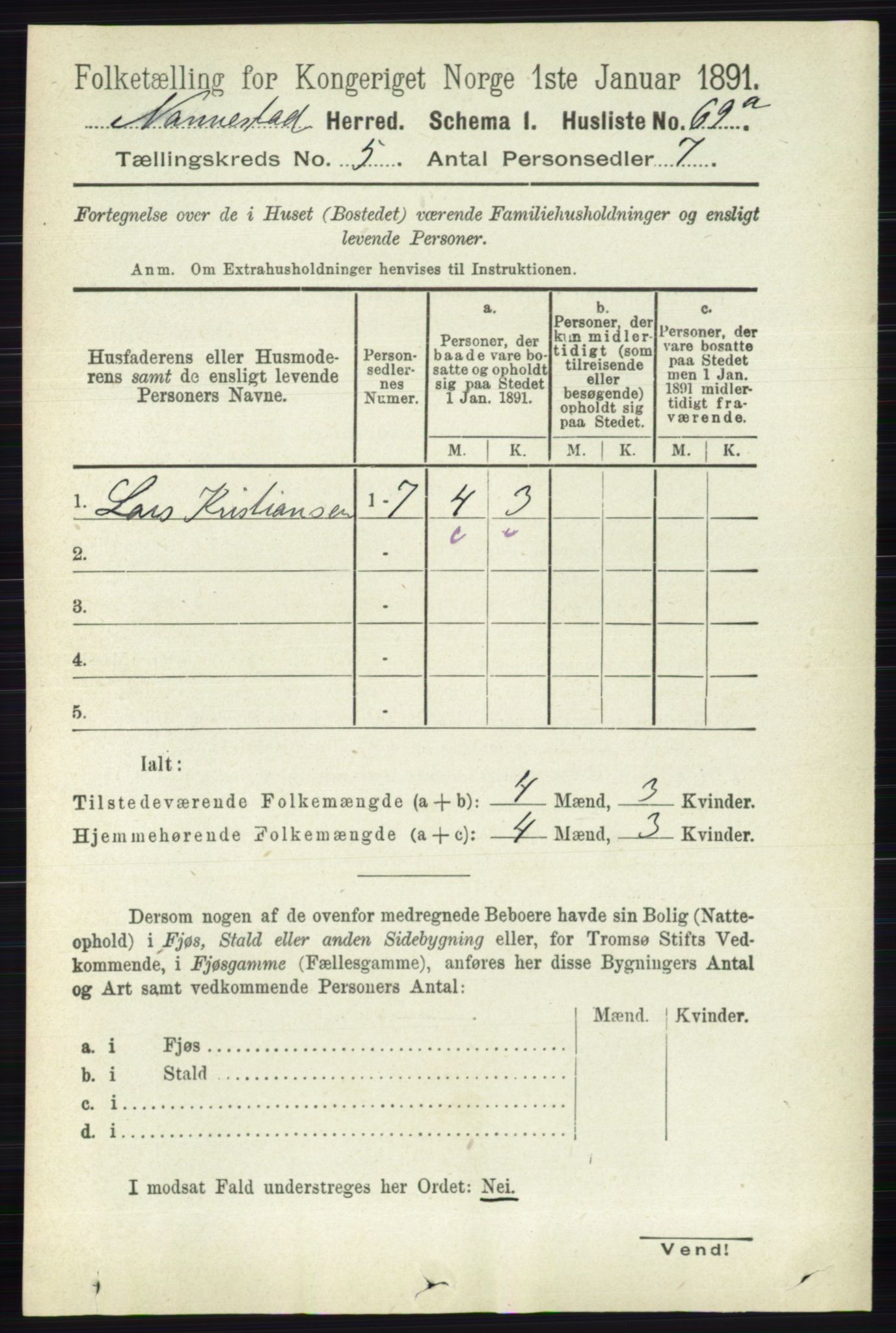 RA, 1891 census for 0238 Nannestad, 1891, p. 2591