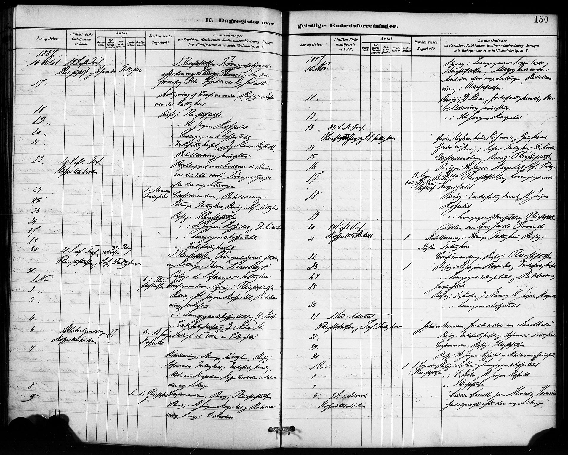 St. Jørgens hospital og Årstad sokneprestembete, AV/SAB-A-99934: Parish register (official) no. A 13, 1886-1906, p. 150