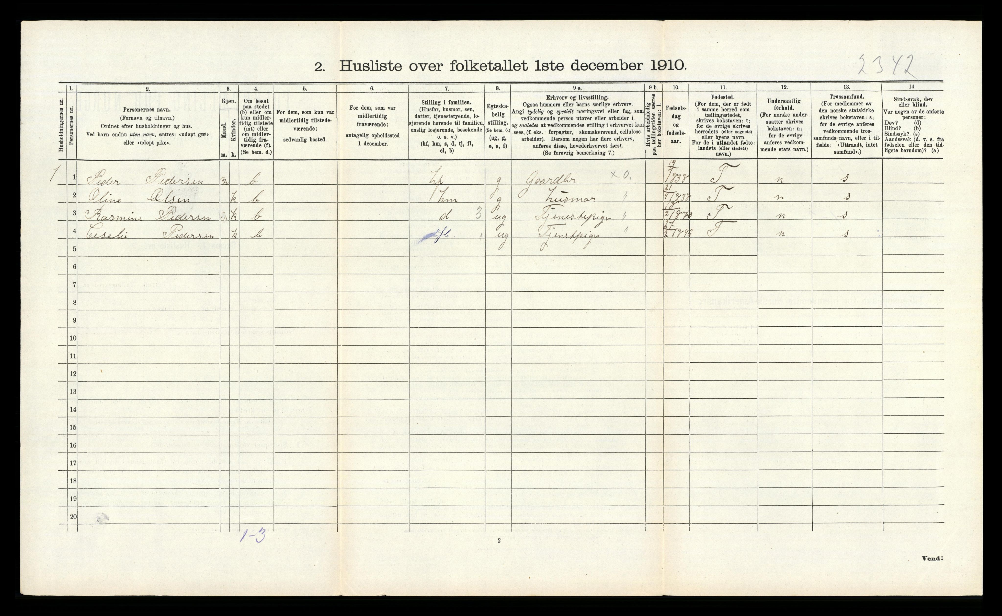 RA, 1910 census for Fitjar, 1910, p. 530