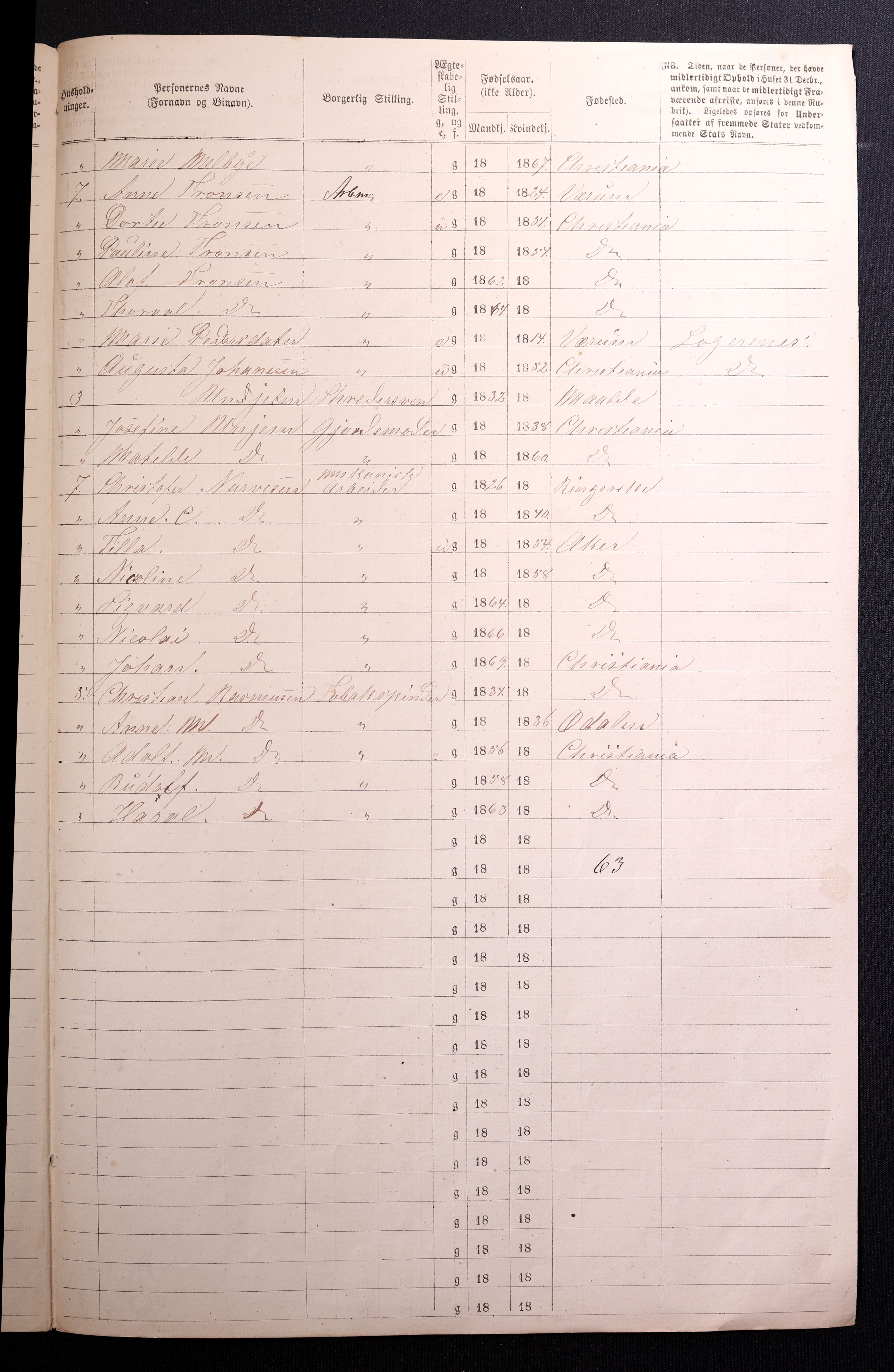 RA, 1870 census for 0301 Kristiania, 1870, p. 1320