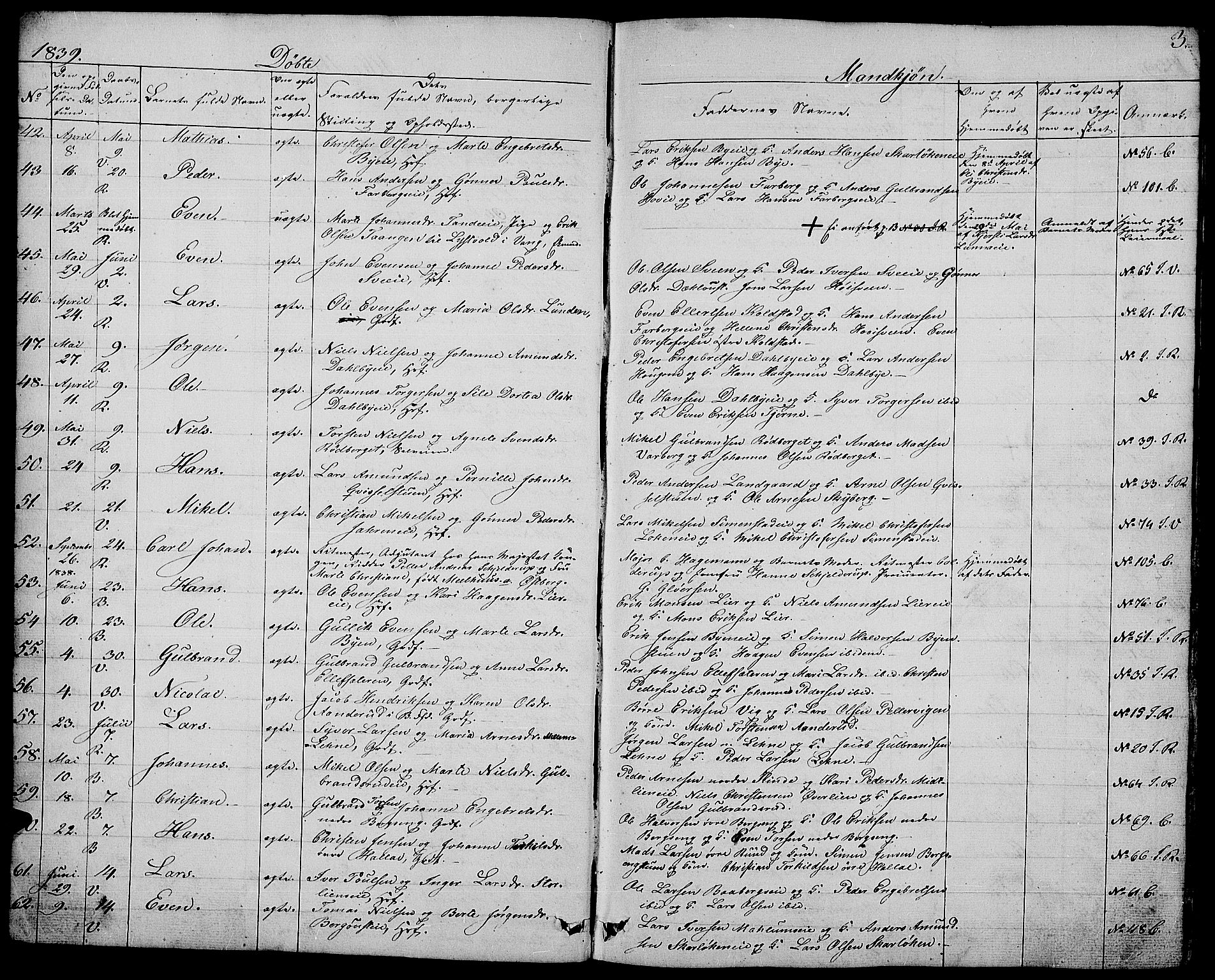 Ringsaker prestekontor, SAH/PREST-014/L/La/L0005: Parish register (copy) no. 5, 1839-1850, p. 3