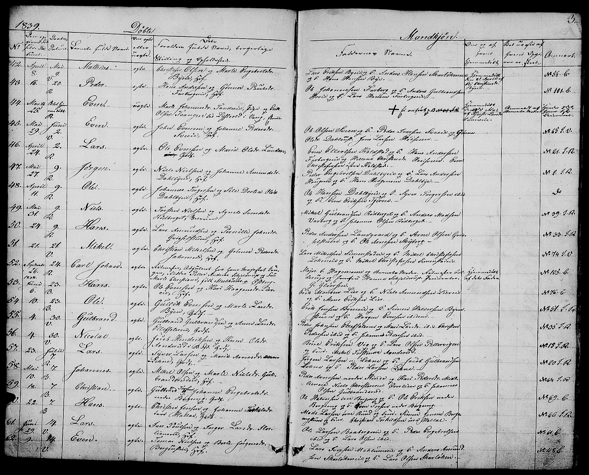 Ringsaker prestekontor, AV/SAH-PREST-014/L/La/L0005: Parish register (copy) no. 5, 1839-1850, p. 3