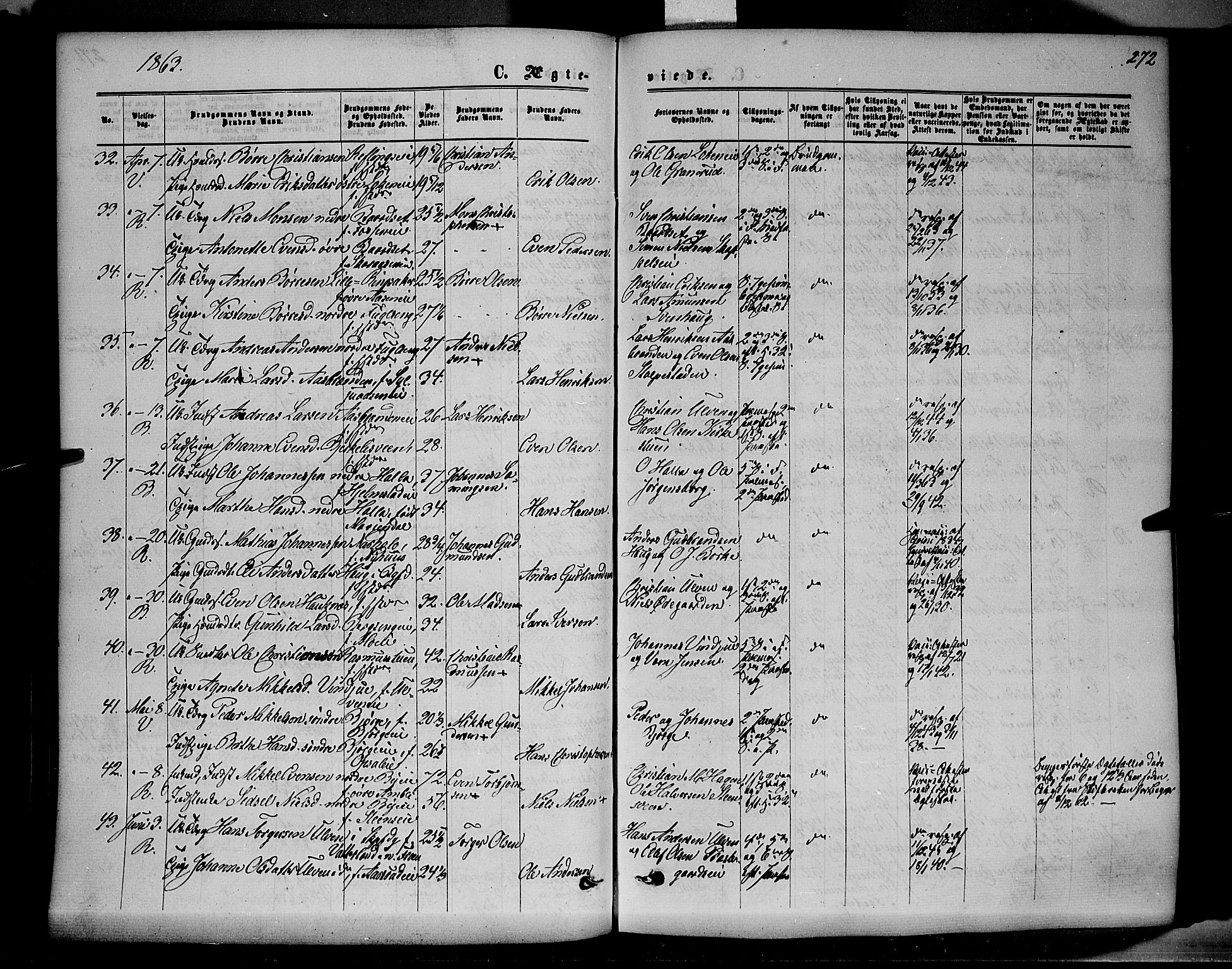 Ringsaker prestekontor, AV/SAH-PREST-014/K/Ka/L0010: Parish register (official) no. 10, 1861-1869, p. 272