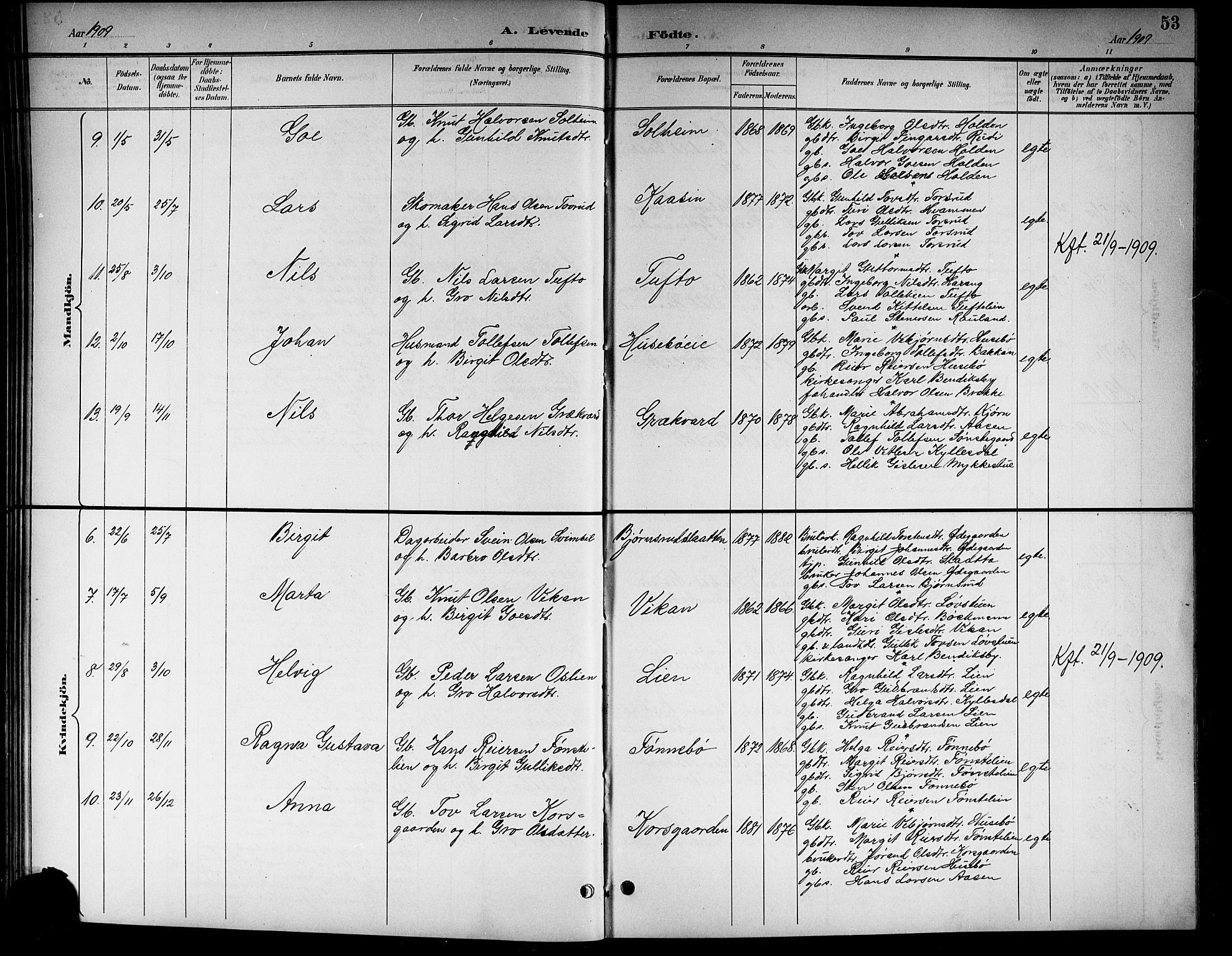 Nore kirkebøker, SAKO/A-238/G/Gb/L0003: Parish register (copy) no. II 3, 1894-1923, p. 53