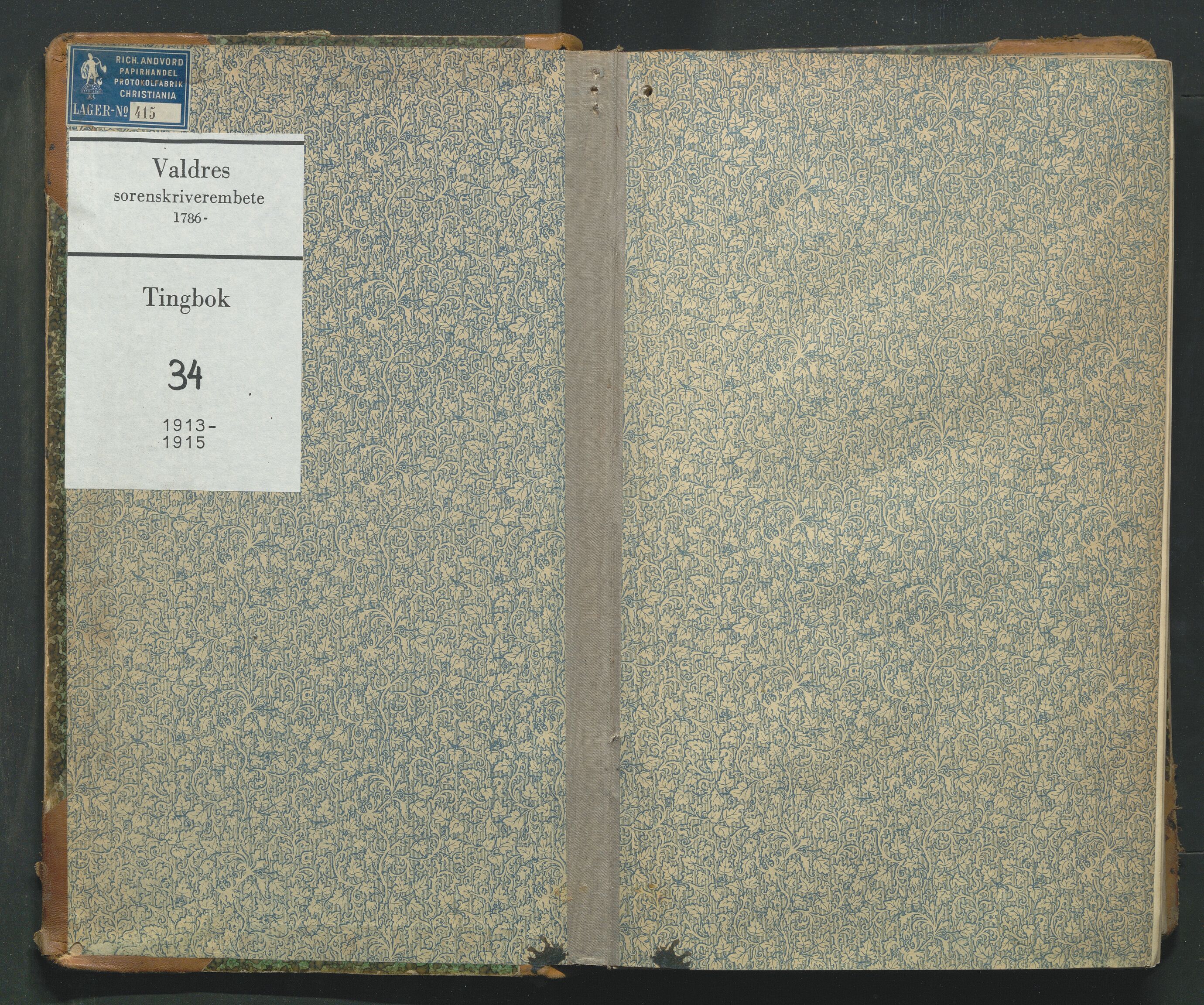 Valdres sorenskriveri, SAH/TING-016/G/Gb/L0034: Tingbok, 1913-1915
