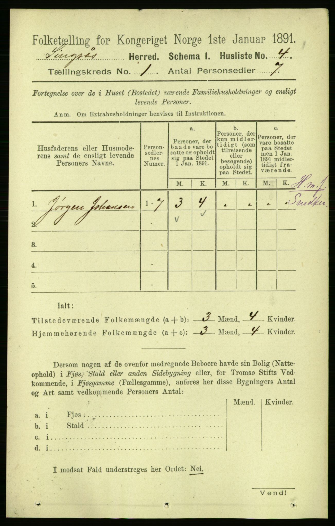 RA, 1891 census for 1646 Singsås, 1891, p. 30