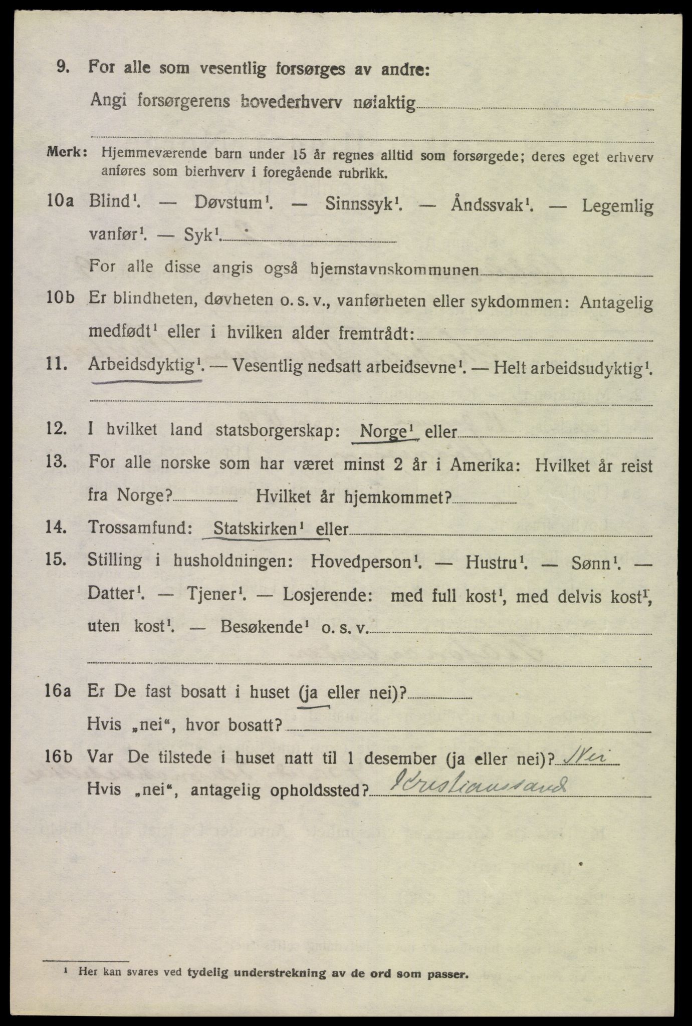 SAK, 1920 census for Oddernes, 1920, p. 6272