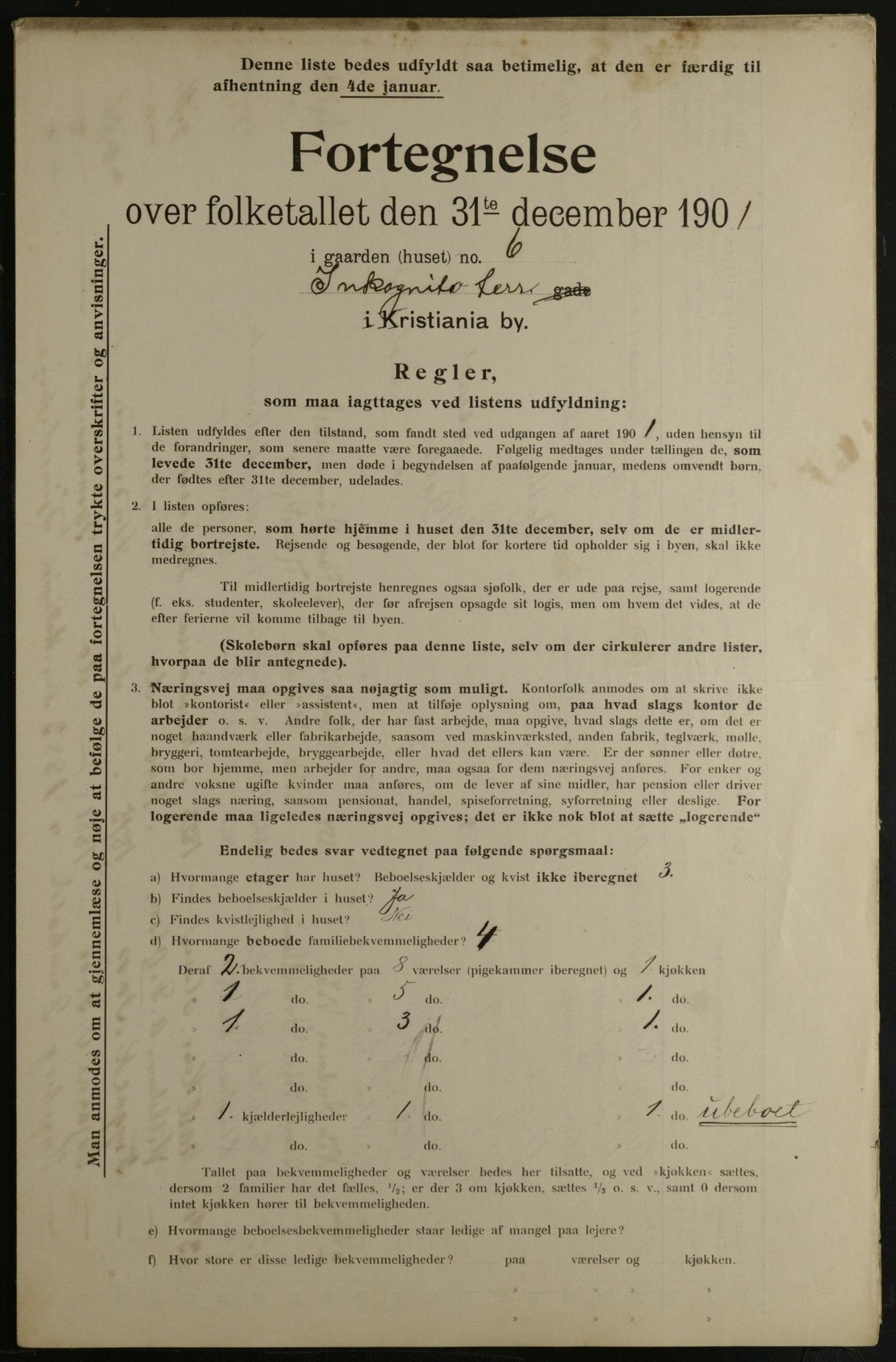 OBA, Municipal Census 1901 for Kristiania, 1901, p. 7011