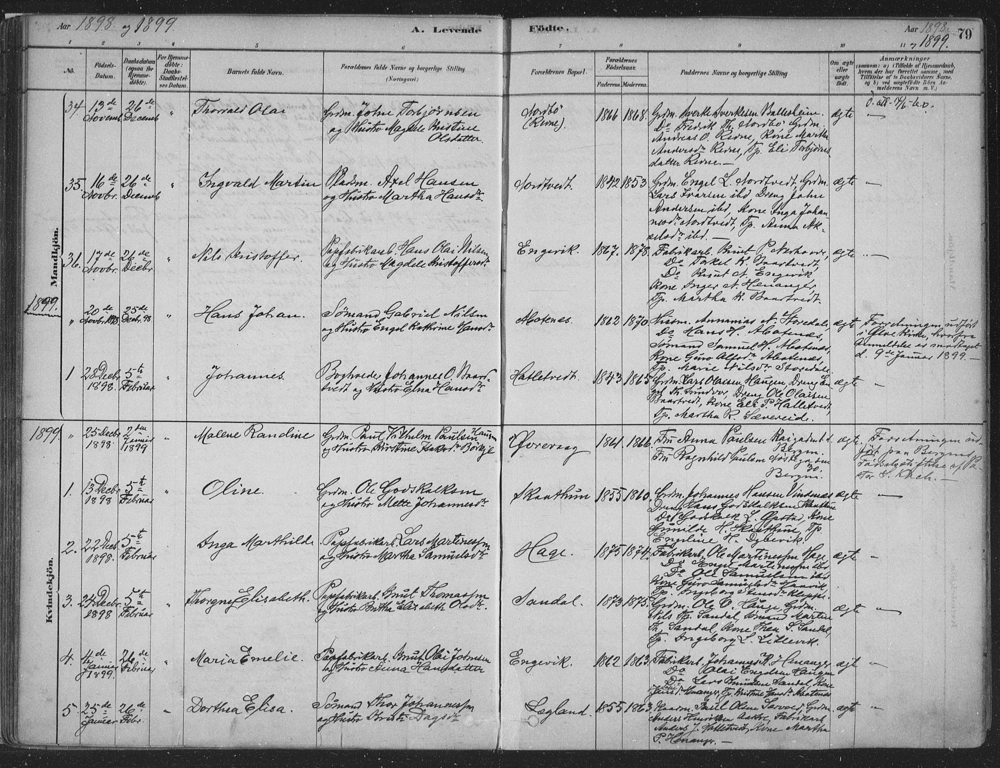 Fusa sokneprestembete, SAB/A-75401/H/Haa: Parish register (official) no. D 1, 1880-1938, p. 79
