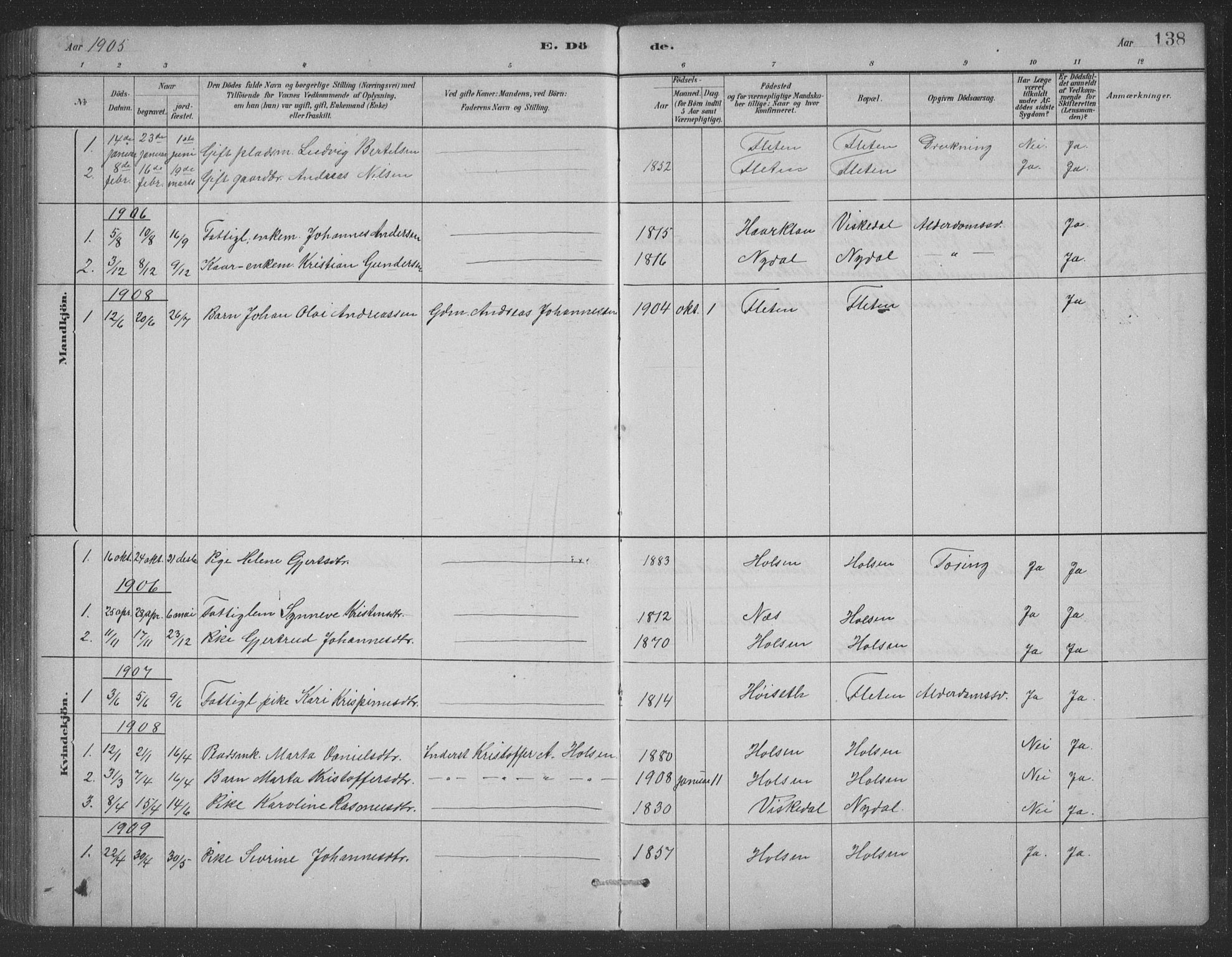 Førde sokneprestembete, AV/SAB-A-79901/H/Hab/Habc/L0002: Parish register (copy) no. C 2, 1881-1911, p. 138