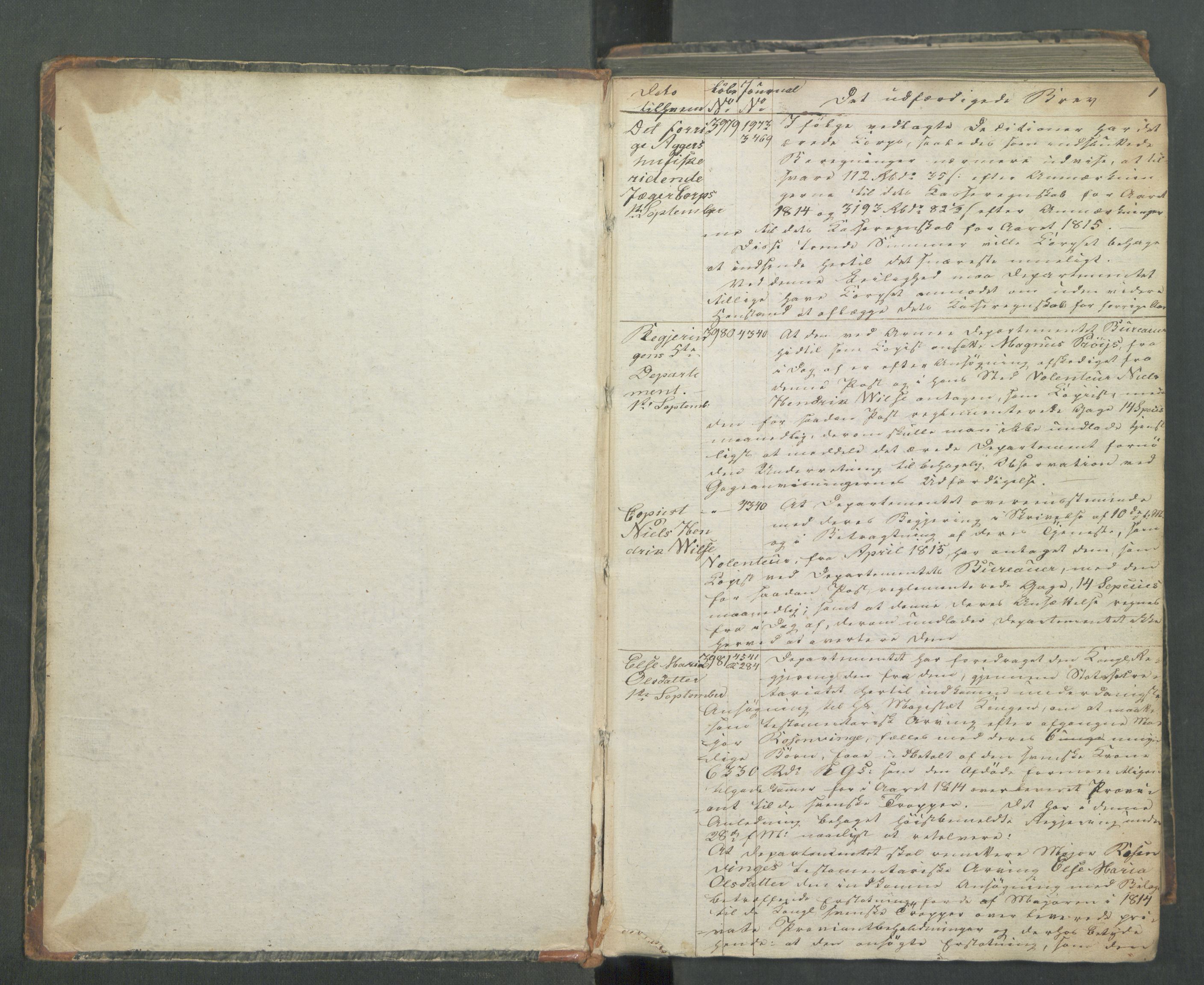 Armédepartementet, AV/RA-RAFA-3493/B/Ba/L0013: 6. Departements Kopibog, 1818, p. 1