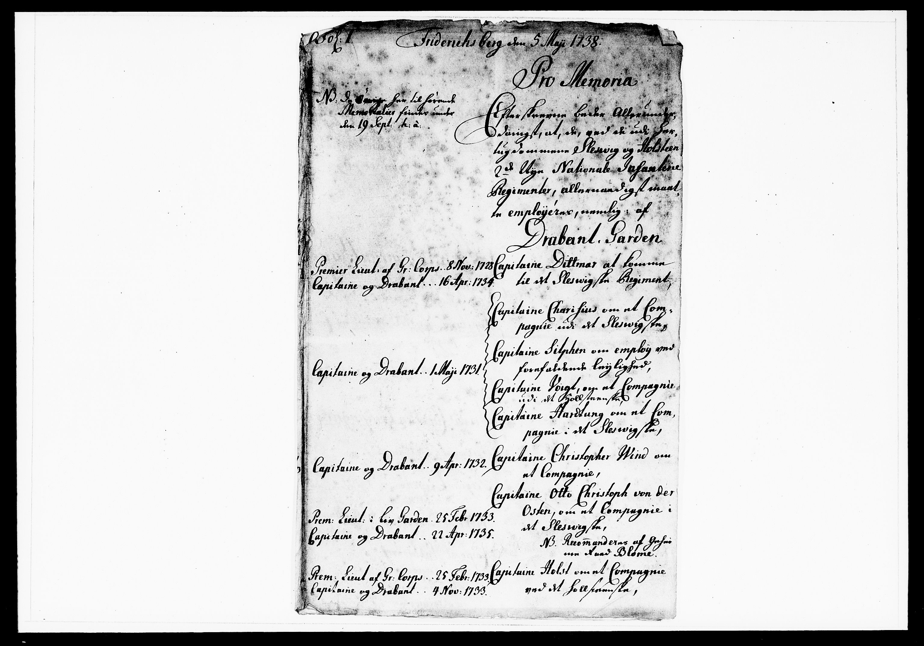 Krigskollegiet, Krigskancelliet, DRA/A-0006/-/1143-1150: Refererede sager, 1738, p. 195