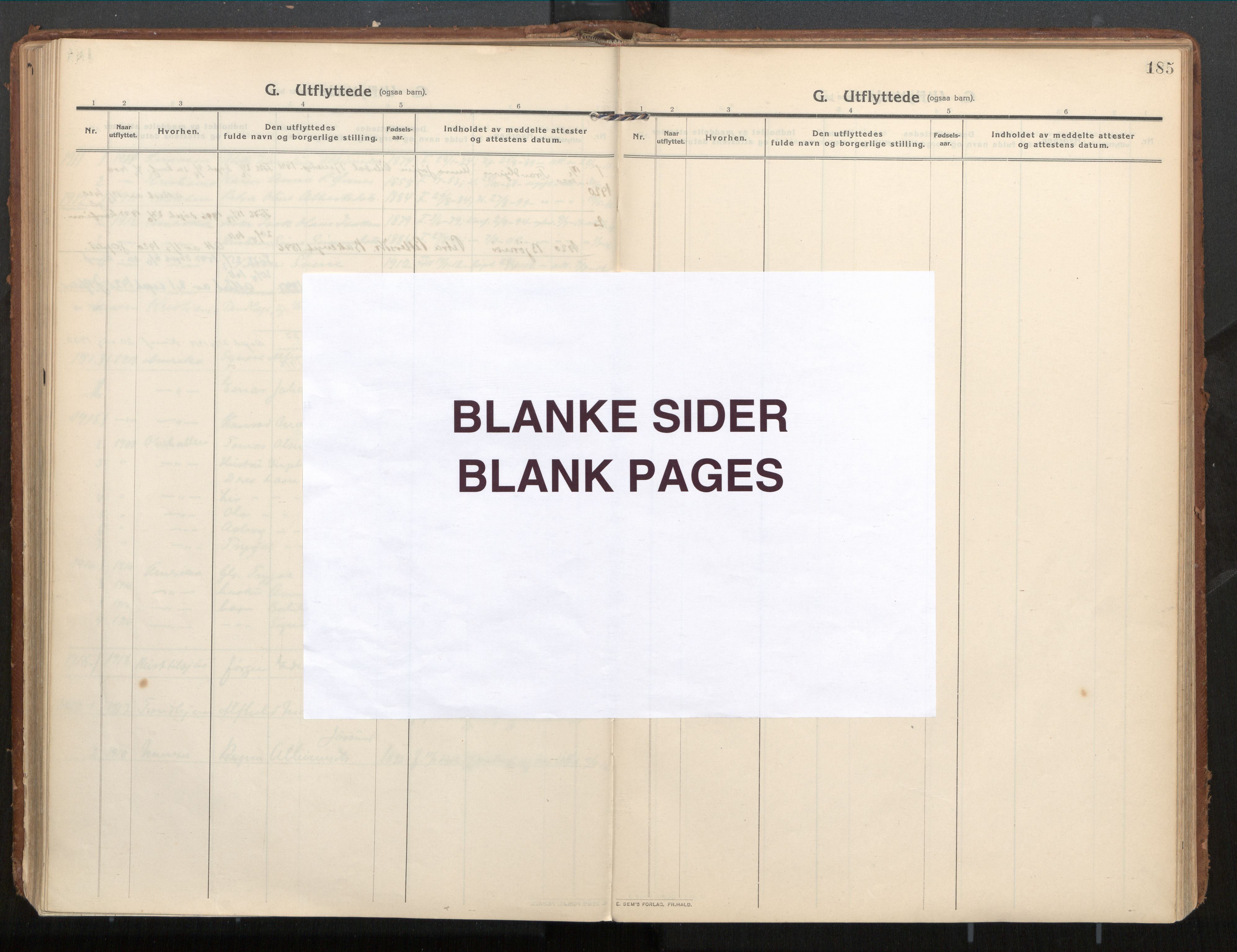 Ministerialprotokoller, klokkerbøker og fødselsregistre - Nord-Trøndelag, AV/SAT-A-1458/771/L0598: Parish register (official) no. 771A05, 1911-1937, p. 185