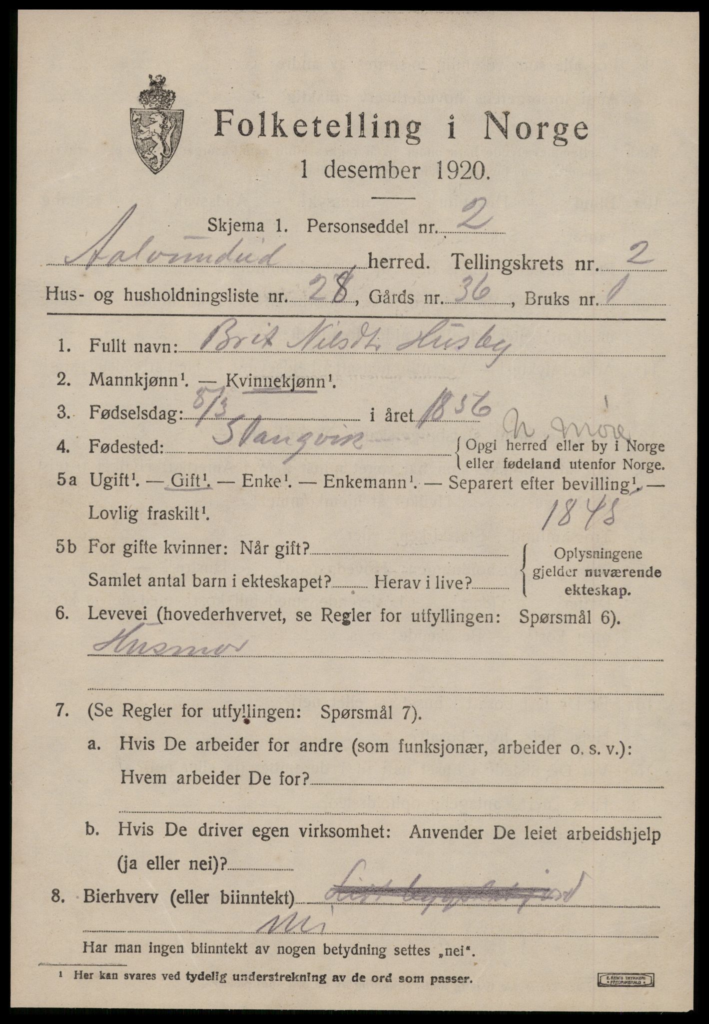 SAT, 1920 census for Ålvundeid, 1920, p. 800