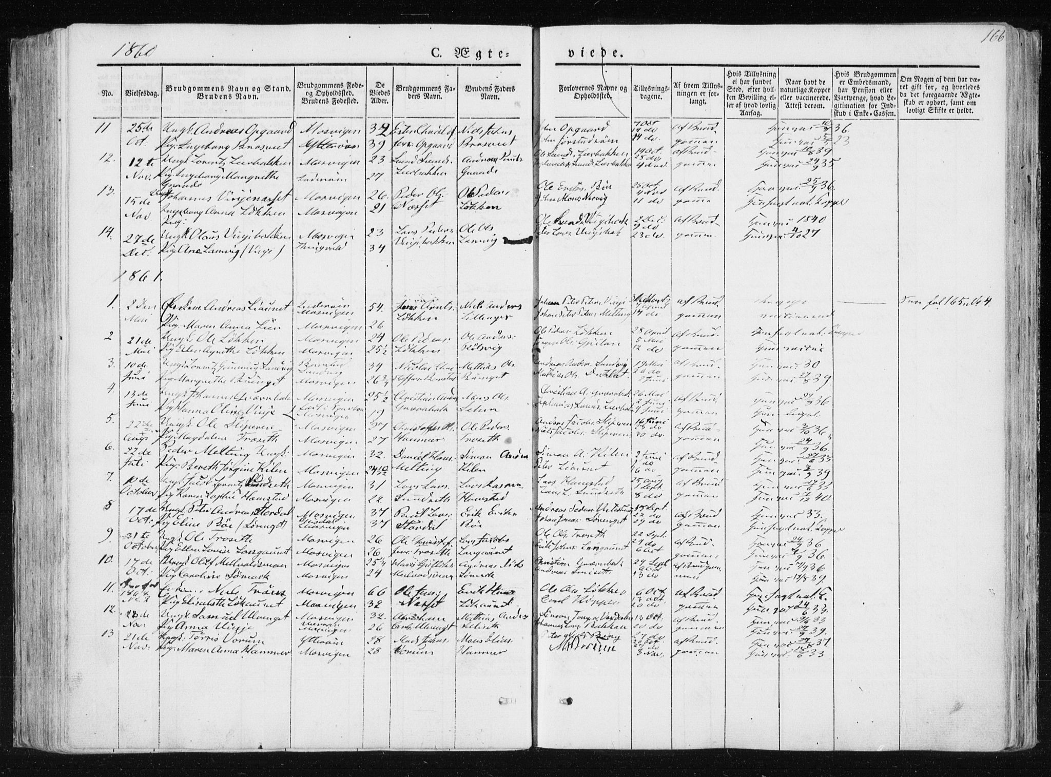 Ministerialprotokoller, klokkerbøker og fødselsregistre - Nord-Trøndelag, SAT/A-1458/733/L0323: Parish register (official) no. 733A02, 1843-1870, p. 166