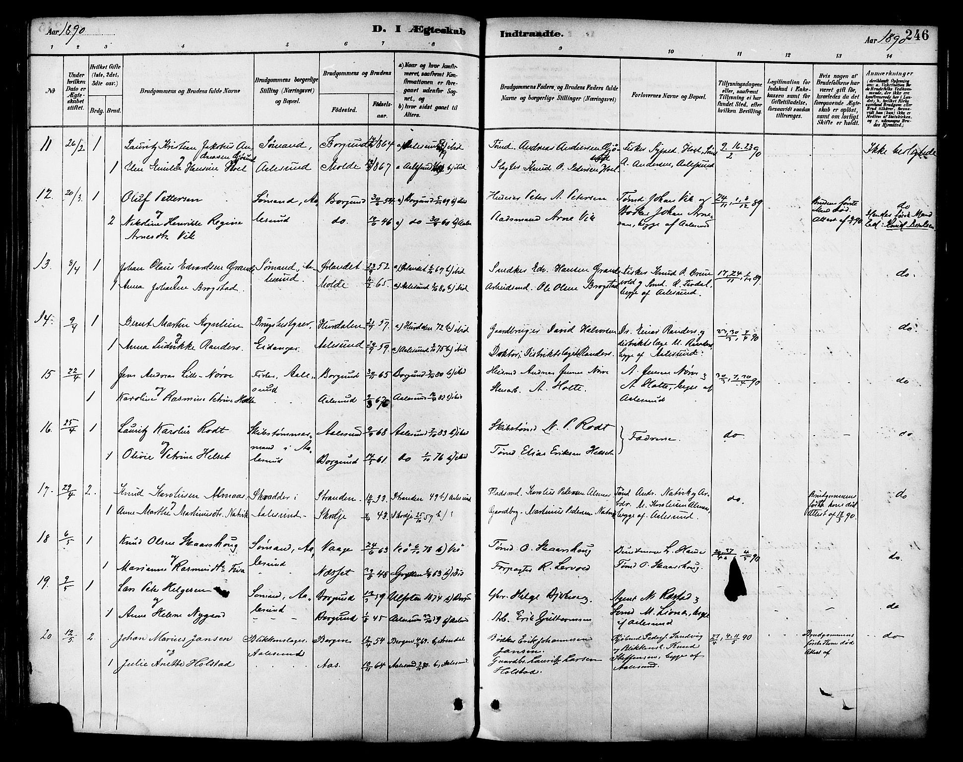 Ministerialprotokoller, klokkerbøker og fødselsregistre - Møre og Romsdal, AV/SAT-A-1454/529/L0455: Parish register (official) no. 529A05, 1885-1893, p. 246