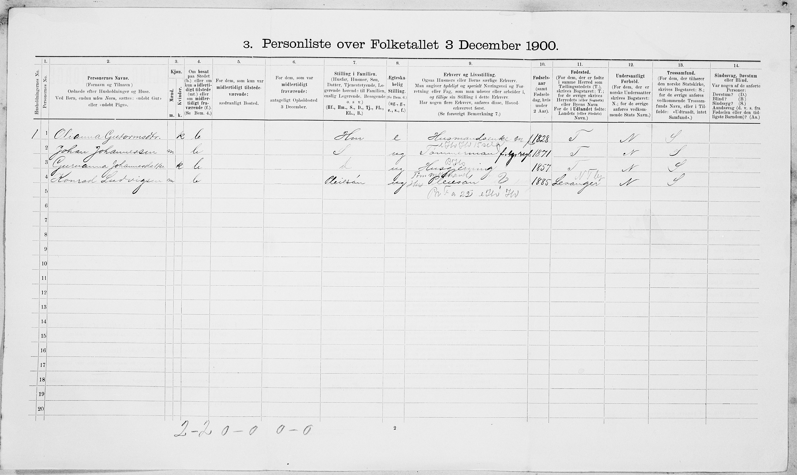 SAT, 1900 census for Levanger, 1900, p. 41