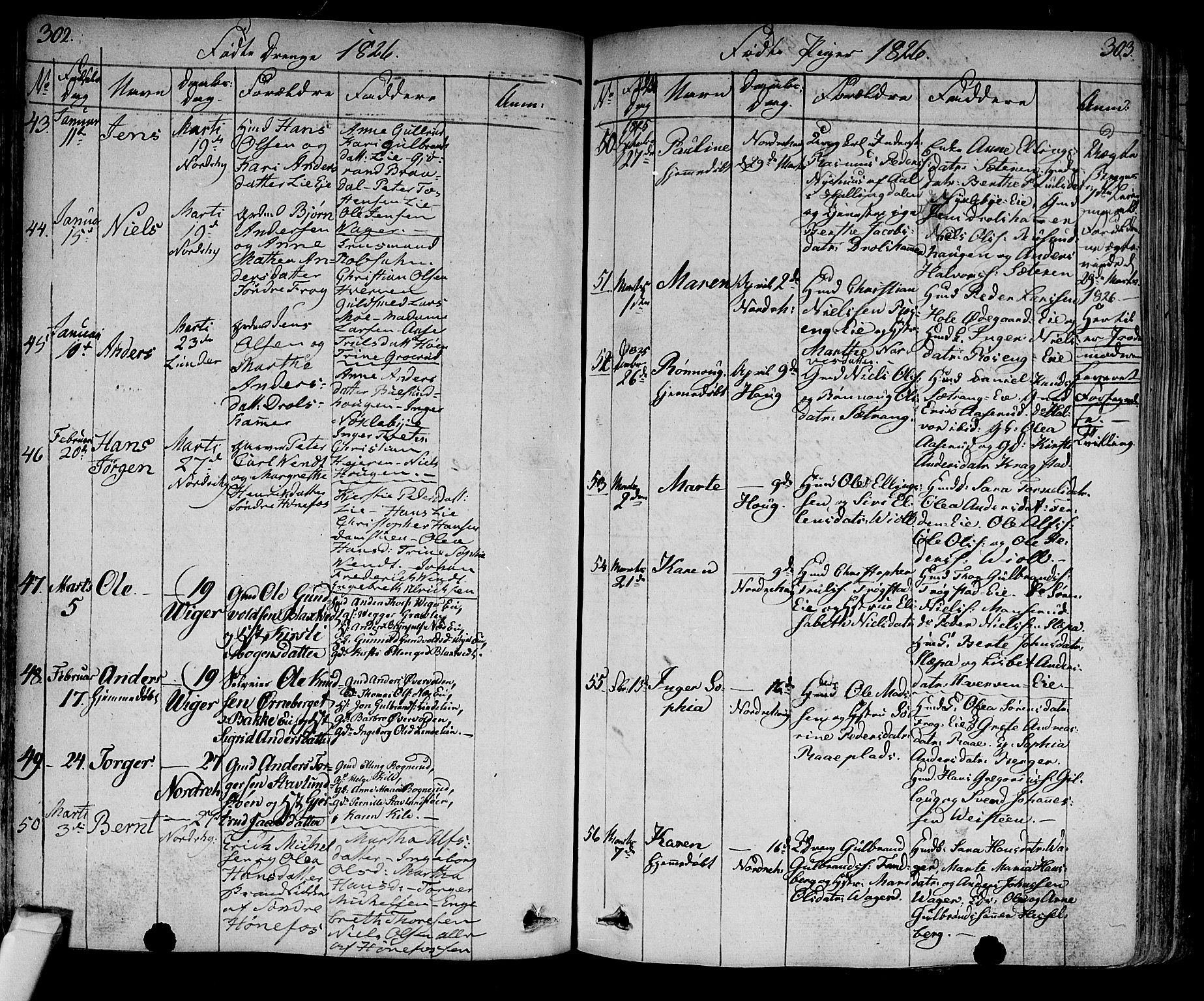 Norderhov kirkebøker, AV/SAKO-A-237/F/Fa/L0009: Parish register (official) no. 9, 1819-1837, p. 302-303