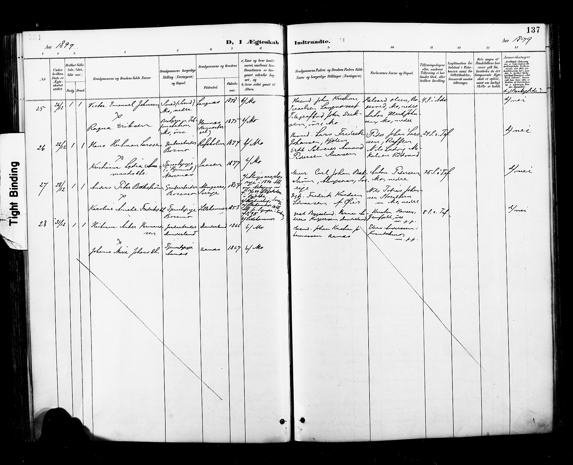 Ministerialprotokoller, klokkerbøker og fødselsregistre - Nordland, AV/SAT-A-1459/827/L0401: Parish register (official) no. 827A13, 1887-1905, p. 137