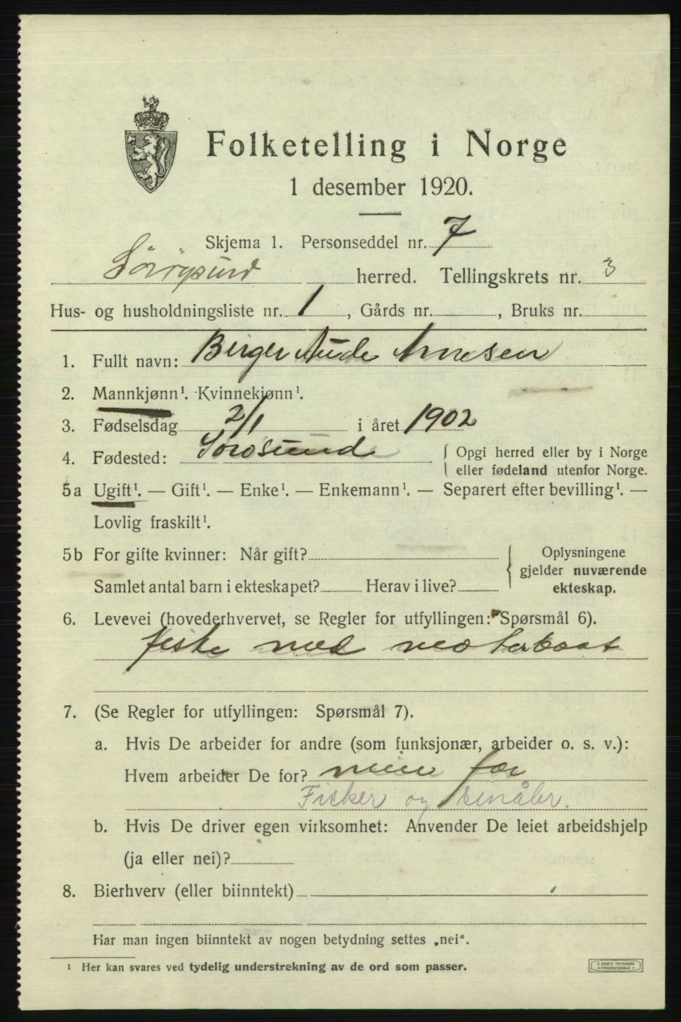 SATØ, 1920 census for Sørøysund rural district, 1920, p. 1112