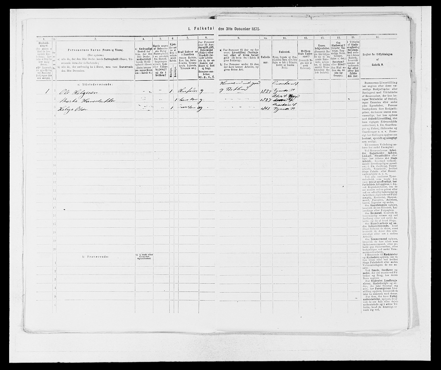 SAB, 1875 census for 1223P Tysnes, 1875, p. 1132